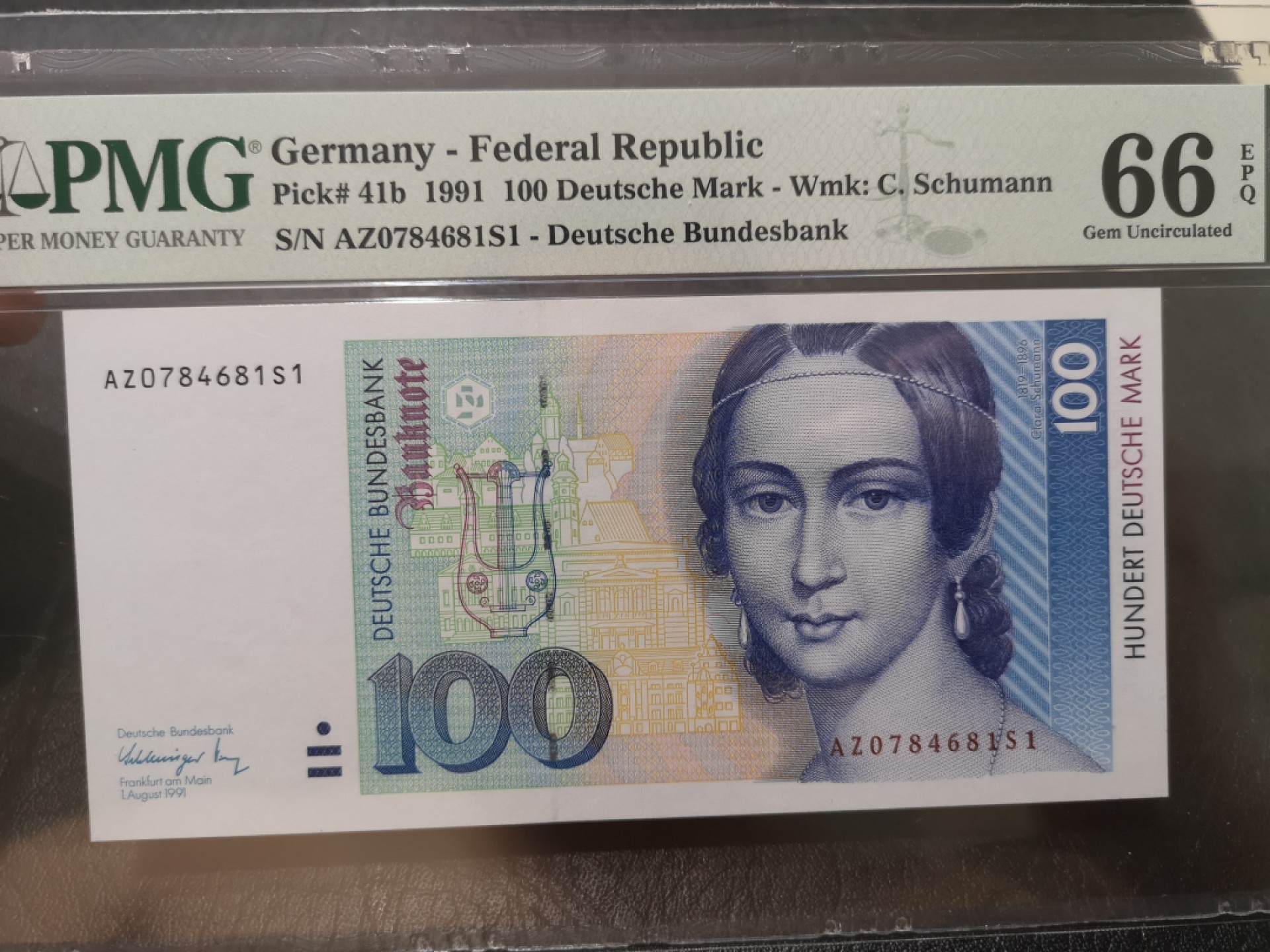 《外钞收藏家》第一百八十七期（本期71件） 1991年德国100马克 PMG66