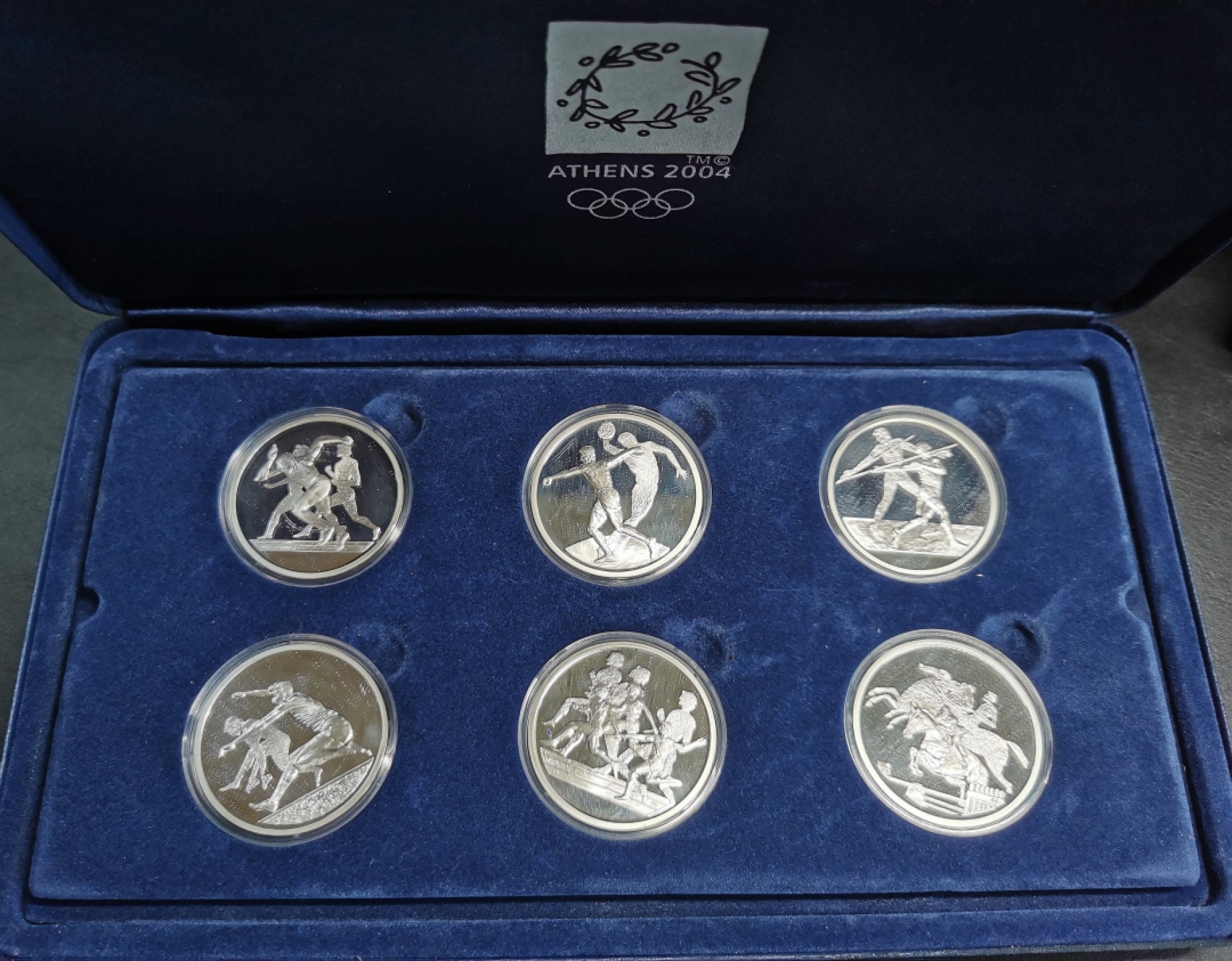 凡希社世界钱币微拍第二百零四期 2004希腊奥林匹克纪念大银六枚一组 原厂盒证