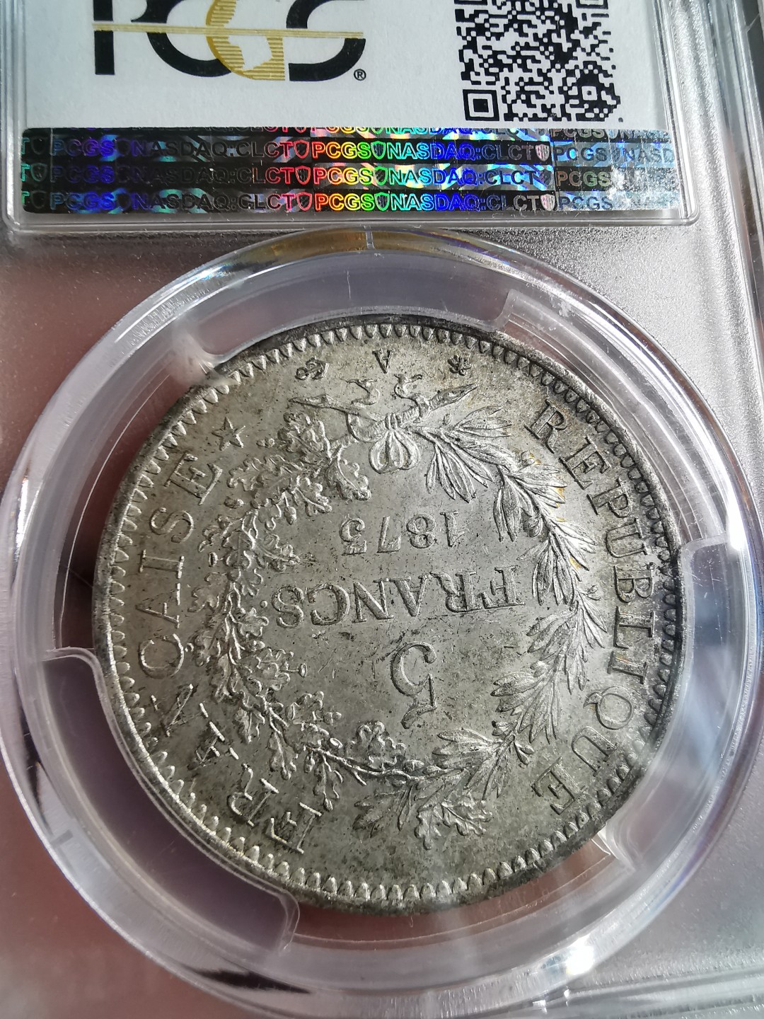 凡希社世界钱币微拍第二百零四期 1873A法国大力神5法郎大银PCGS-MS65黄光淡彩！