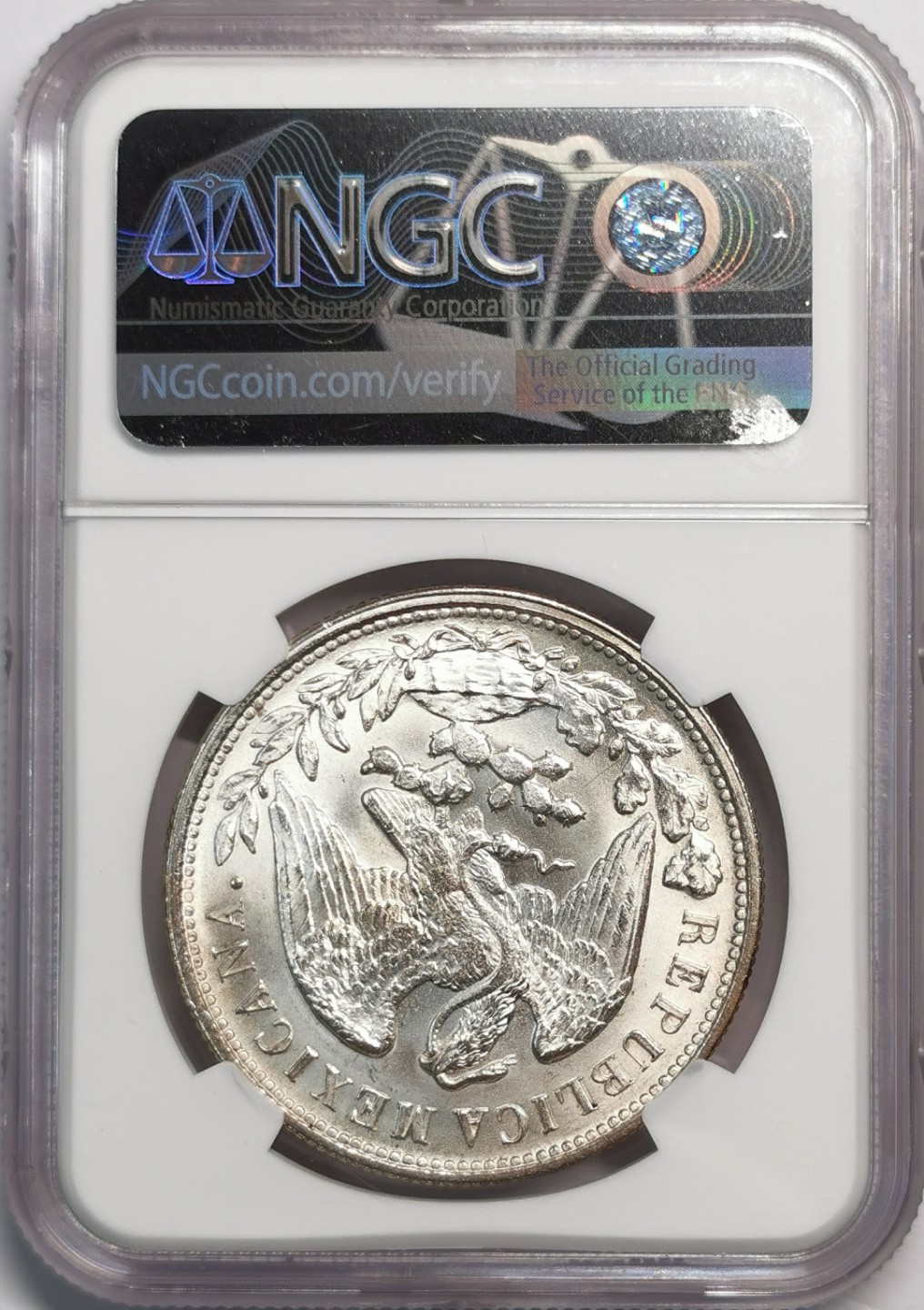 凡希社世界钱币微拍第二百零四期 稀！1898墨西哥直边鹰洋NGC-MS65+顶级品相！