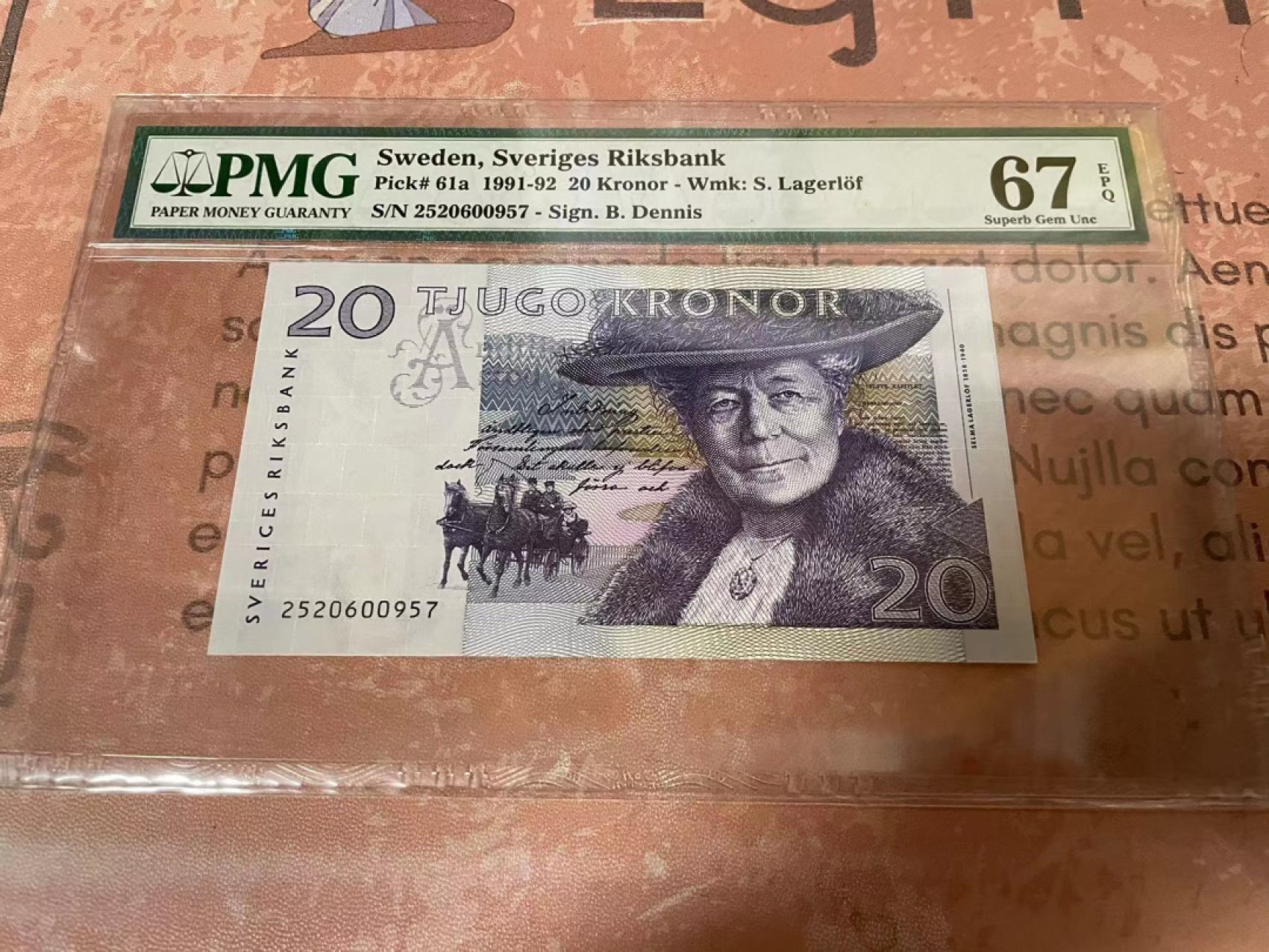 新纪元！【Blue Auction】✨世界纸币精拍第201期【精】   【初版】瑞典 1991-92年20克朗 PMG67EPQ 