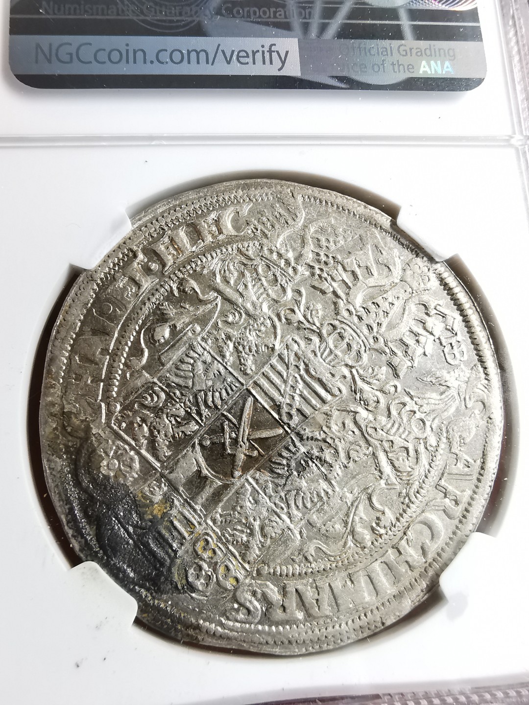 凡希社世界钱币微拍第二百零四期 荐！1569萨克森执剑大型泰勒NGC-MS60原光充沛！