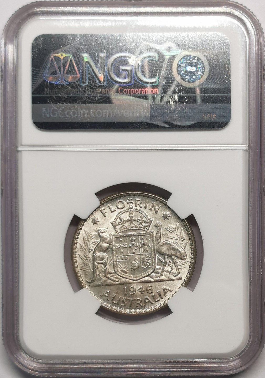 凡希社世界钱币微拍第二百零四期 1946澳大利亚乔六2先令银币NGC-MS64