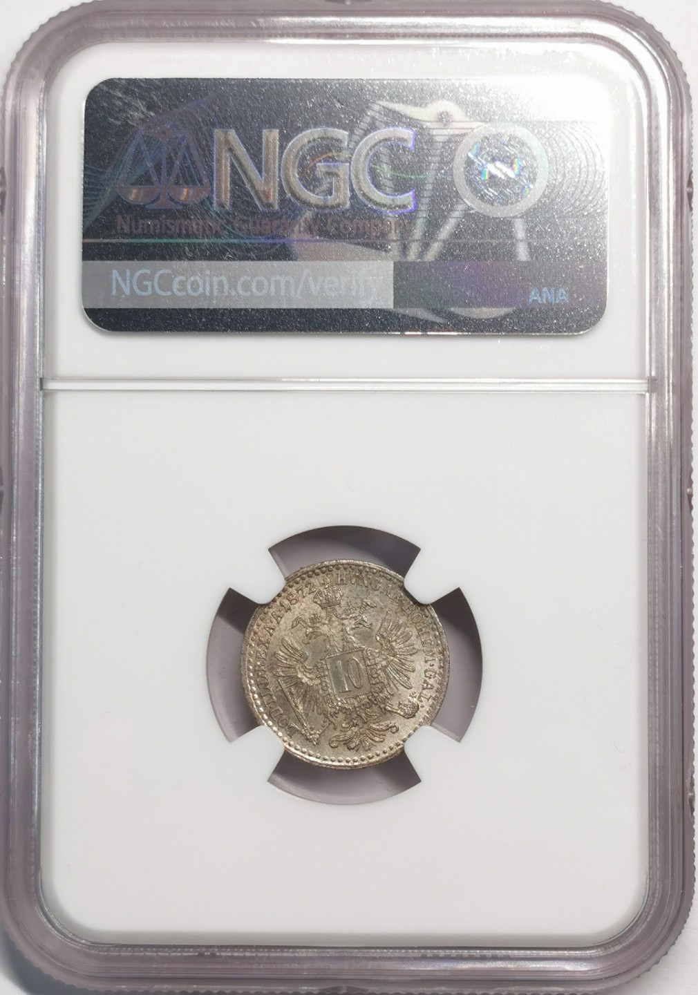 凡希社世界钱币微拍第二百零四期 1872奥地利10K银辅币NGC-MS64