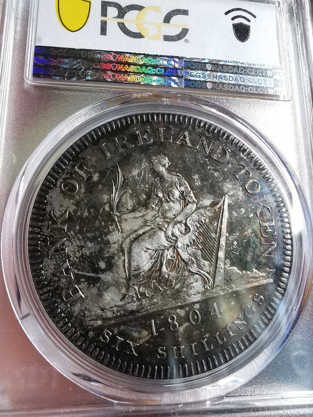 凡希社世界钱币微拍第二百零四期 稀！1804爱尔兰竖琴6先令大银精铸PCGS-PF63 SOHO出品黑彩收藏级！