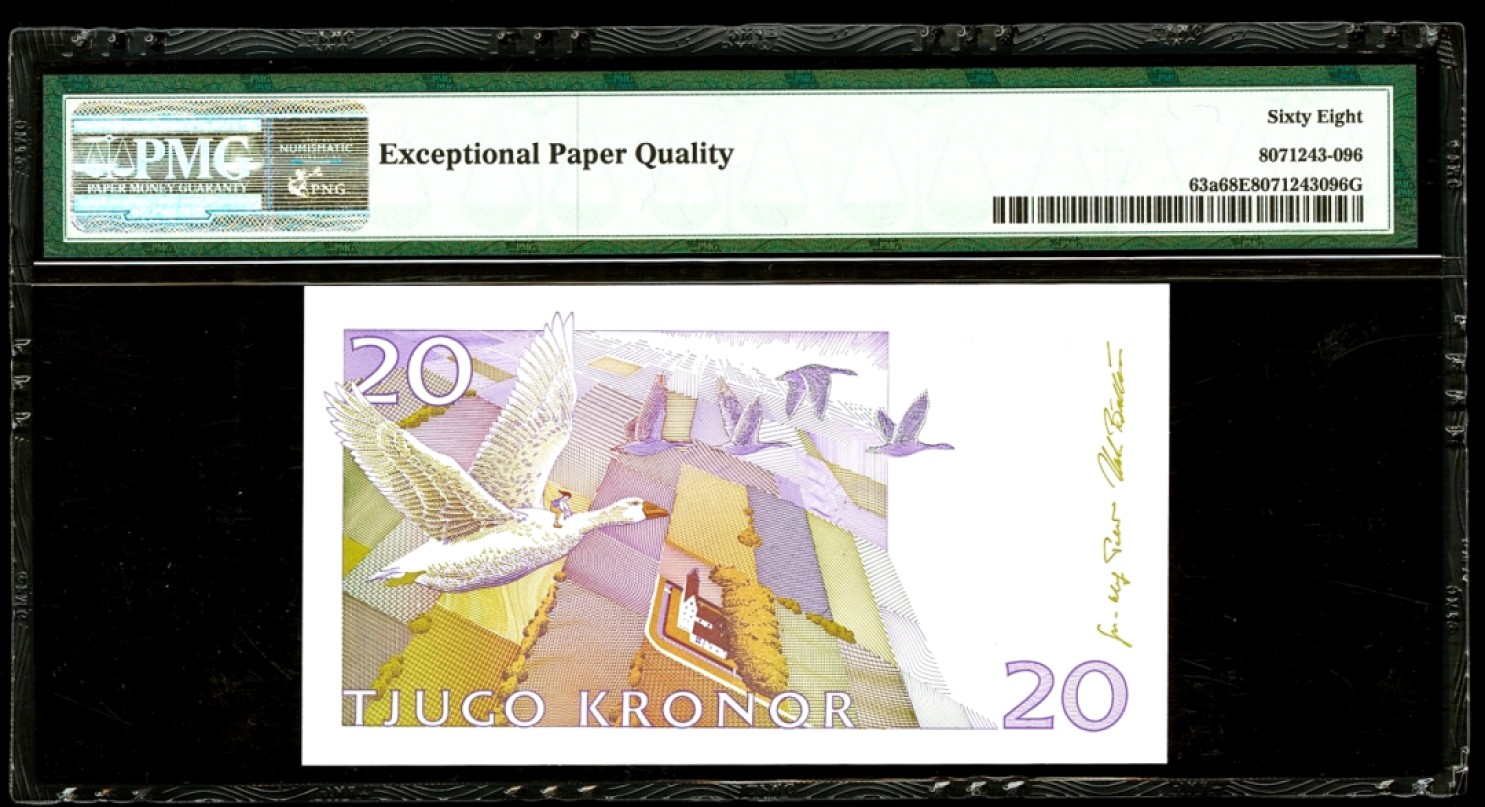 新纪元！【Blue Auction】✨世界纸币精拍第201期【精】   【无47】瑞典 1997-2002年20克朗 PMG68EPQ 超高分