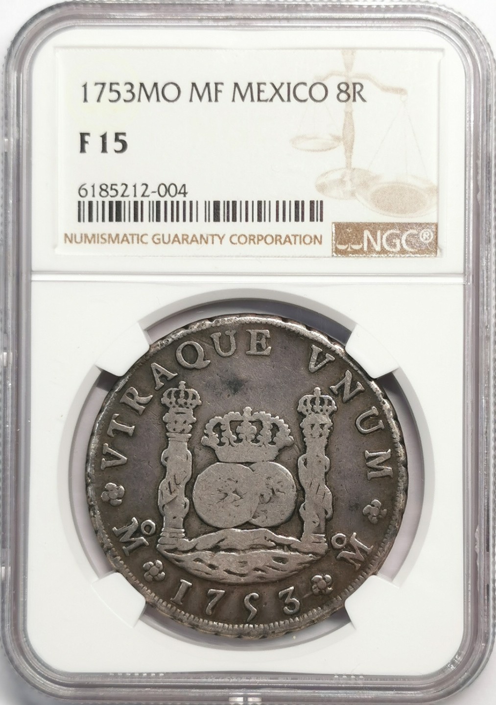 凡希社世界钱币微拍第二百零四期 1753墨西哥地球双柱NGC-F15