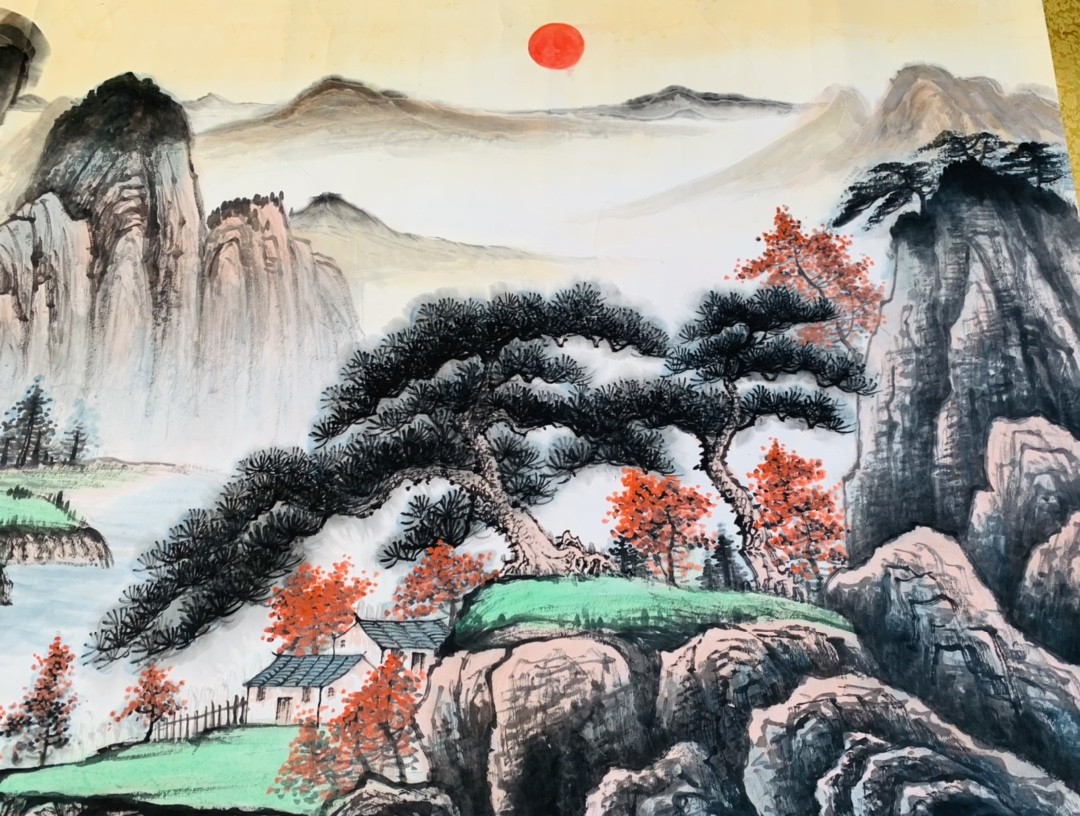 收藏现代画家 宋文治 手绘 旭日东升 山水风景 书法大长卷一套