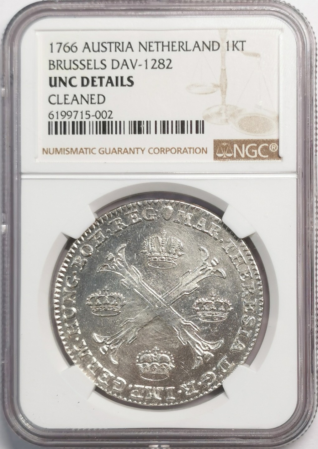 凡希社世界钱币微拍第二百零四期 1766奥治尼德兰泰勒大银NGC-UNCD