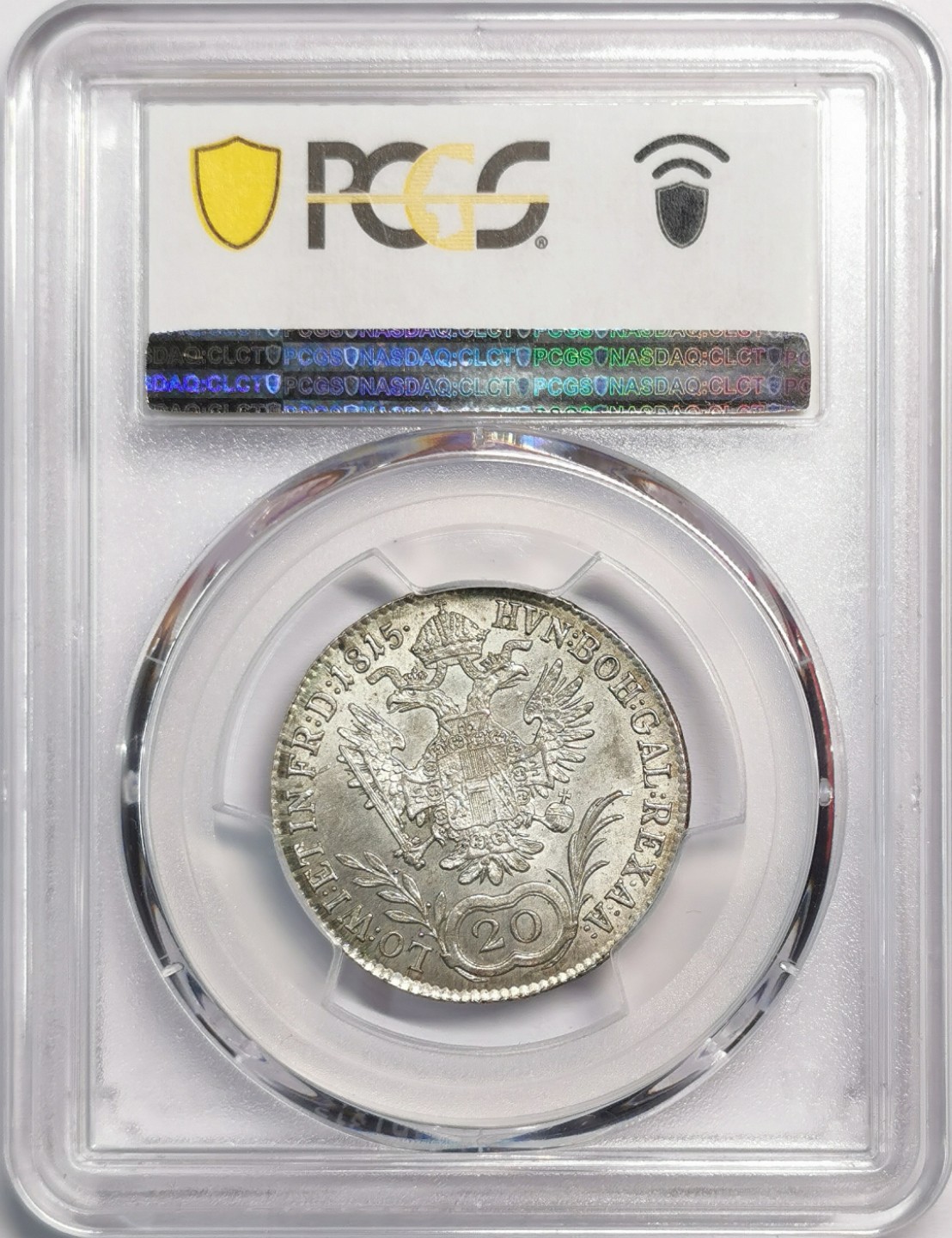 凡希社世界钱币微拍第二百零四期 1815A奥地利帝国佛朗茨一世20K银辅币PCGS-MS64高等级！