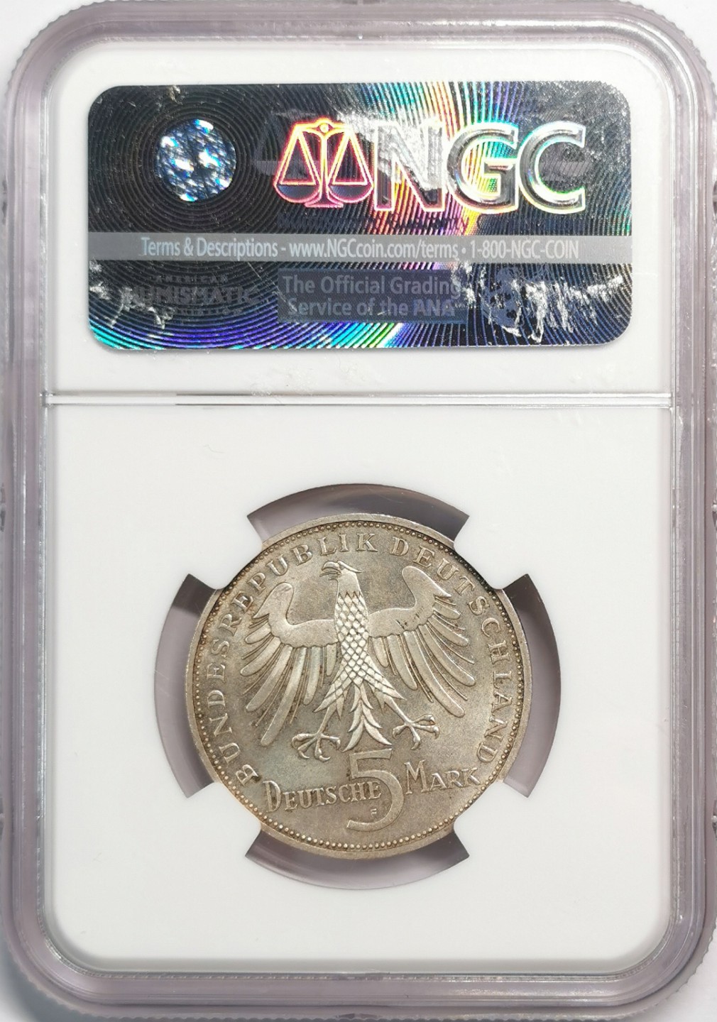 凡希社世界钱币微拍第二百零四期 1955F联邦德国席勒5马克纪念银币NGC-MS63