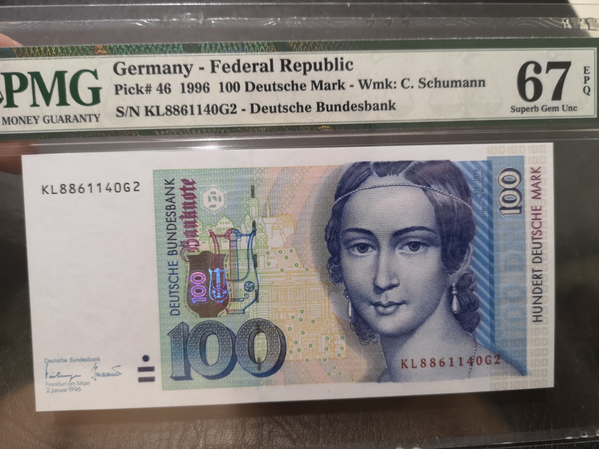 《外钞收藏家》第一百八十七期（本期71件） 1996年德国100马克 PMG67