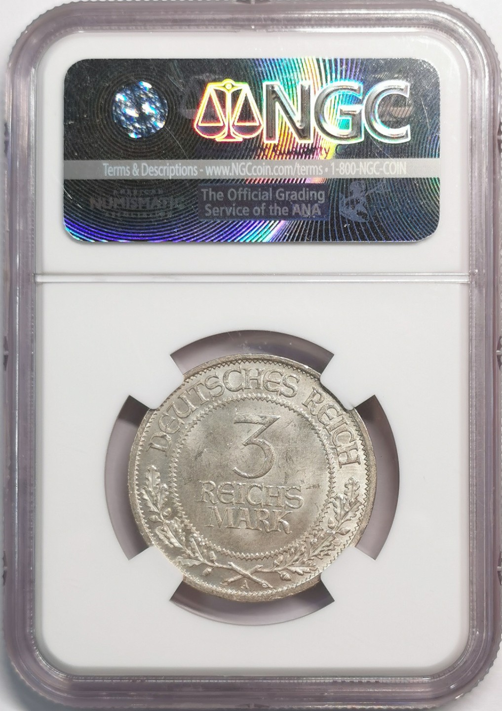 凡希社世界钱币微拍第二百零四期 1926A魏玛吕贝克纪念3马克银币NGC-MS64