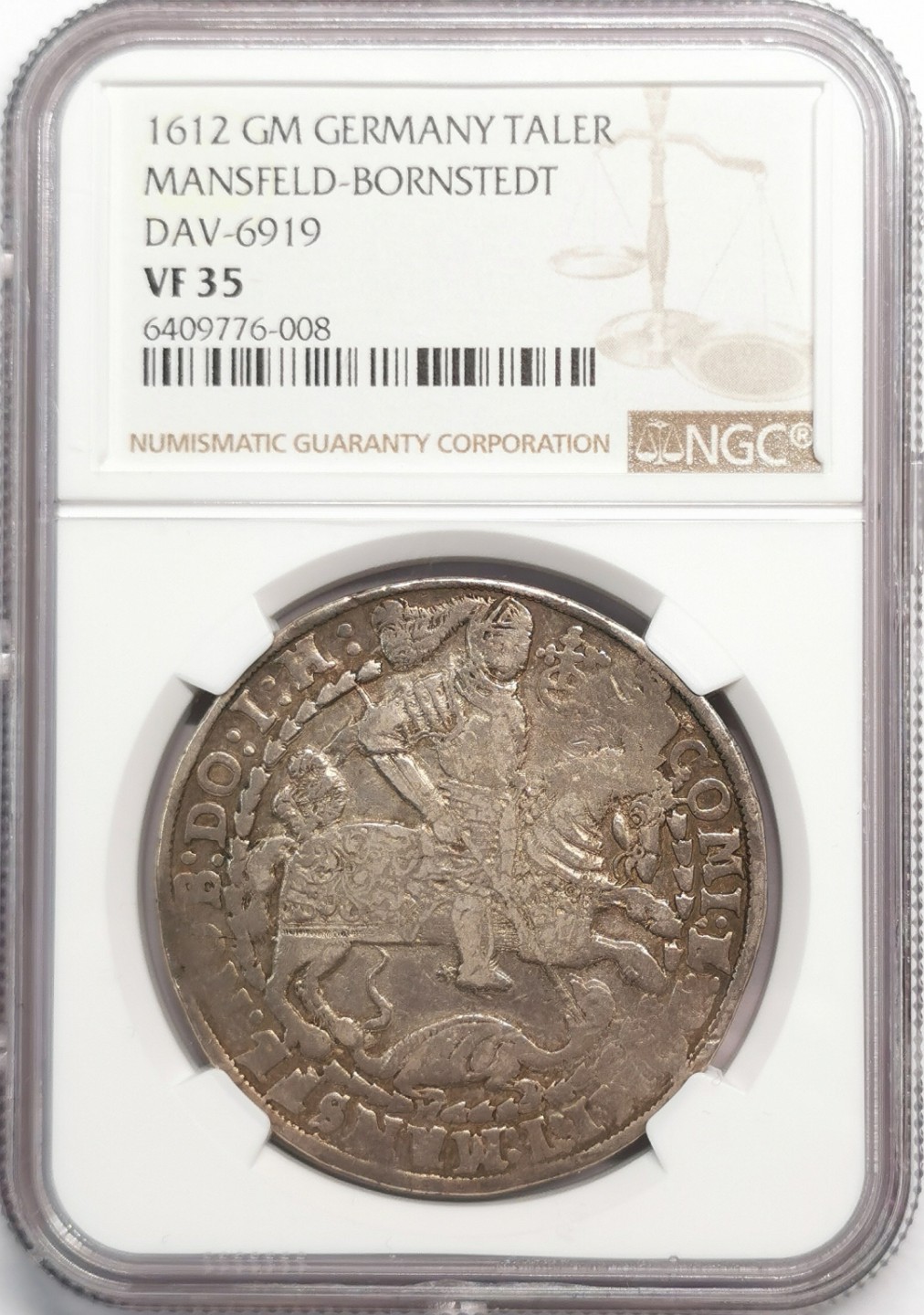 凡希社世界钱币微拍第二百零四期 荐！1612曼斯菲尔德伯恩斯泰德屠龙泰勒NGC-VF35稀见品种！