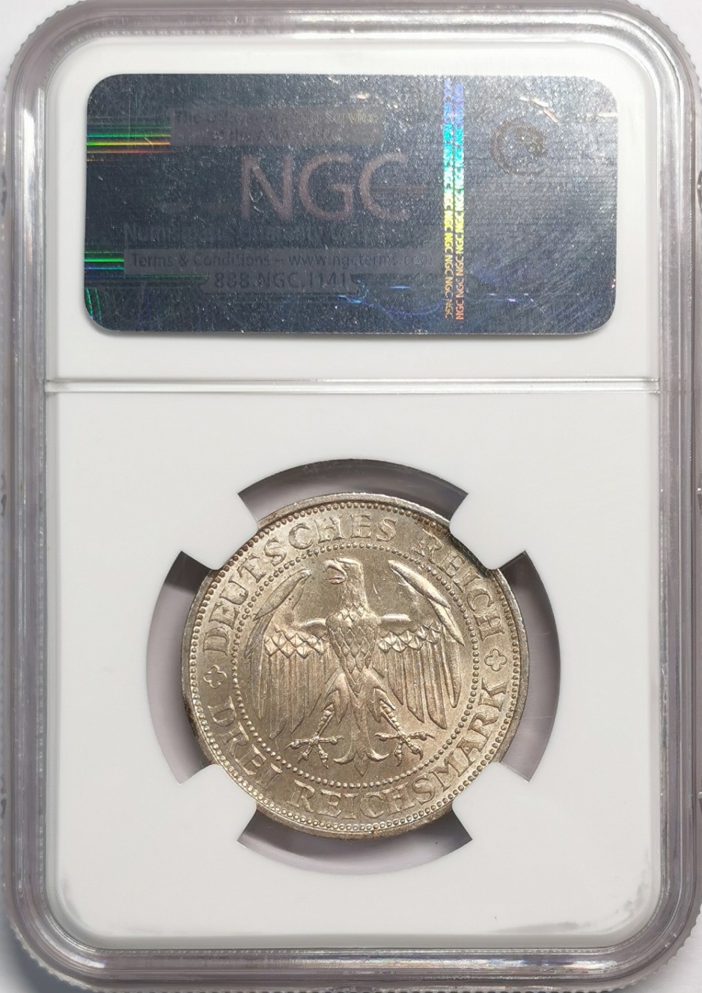 凡希社世界钱币微拍第二百零四期 1929E魏玛梅森3马克纪念银币NGC-MS64