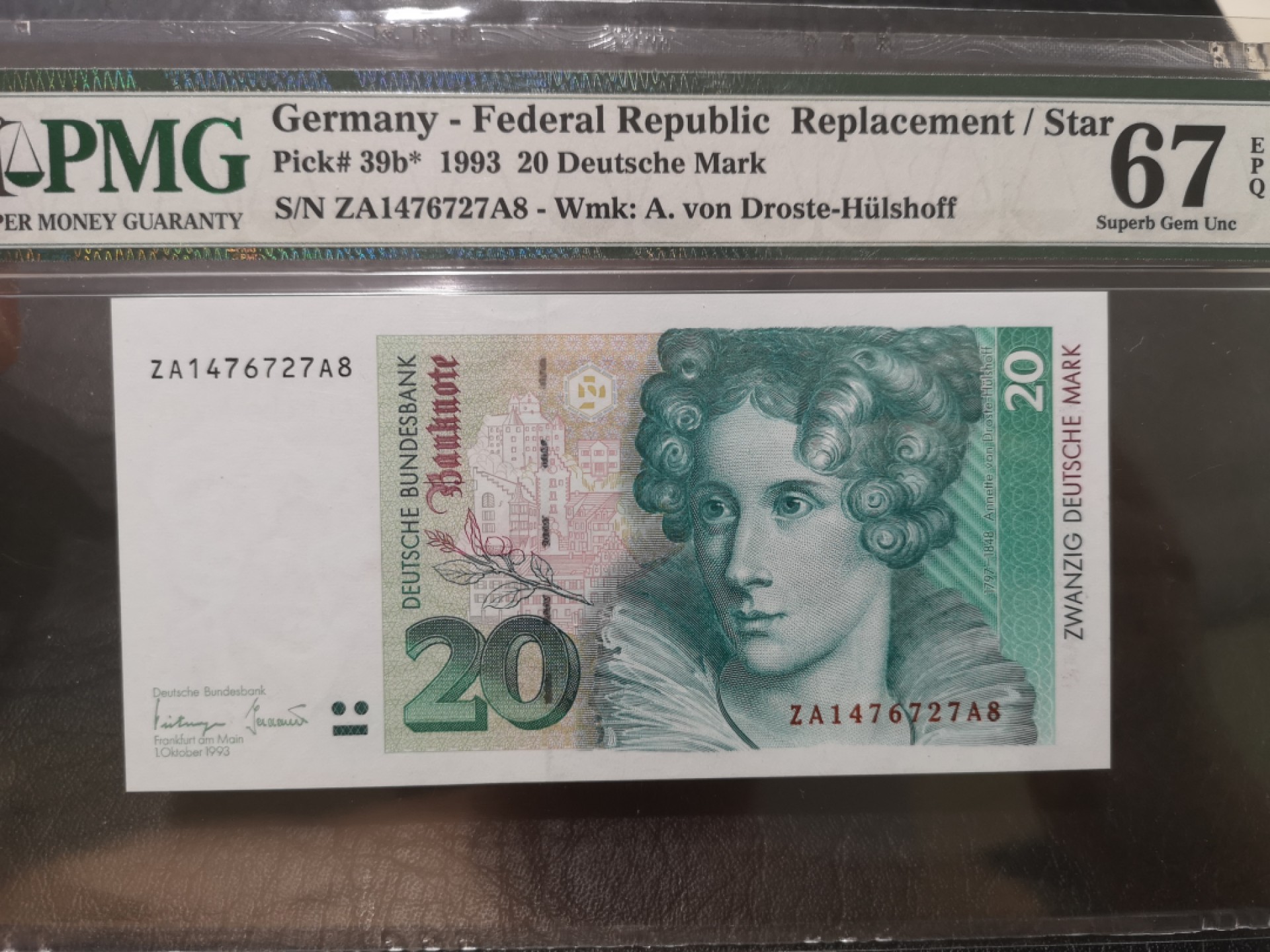 《外钞收藏家》第一百八十七期（本期71件） 1993年德国20马克 PMG67 补号