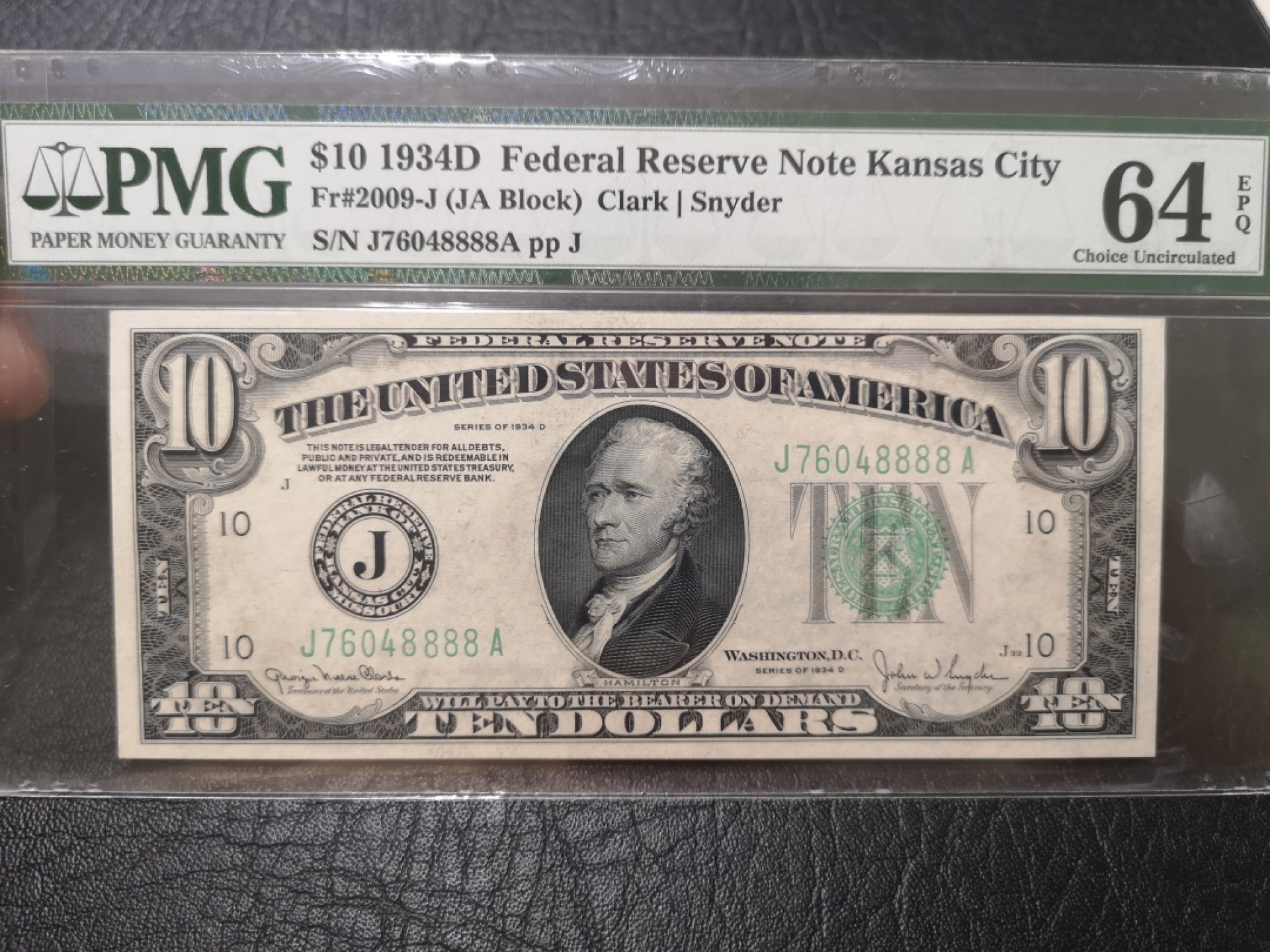 《外钞收藏家》第一百八十七期（本期71件） 1934年小头版10美元 PMG64 狮子号8888