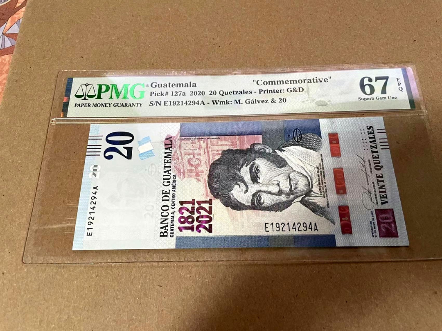 新纪元！【Blue Auction】✨世界纸币精拍第201期【精】   危地马拉 2020年20Q PMG67EPQ 纪念钞 高分