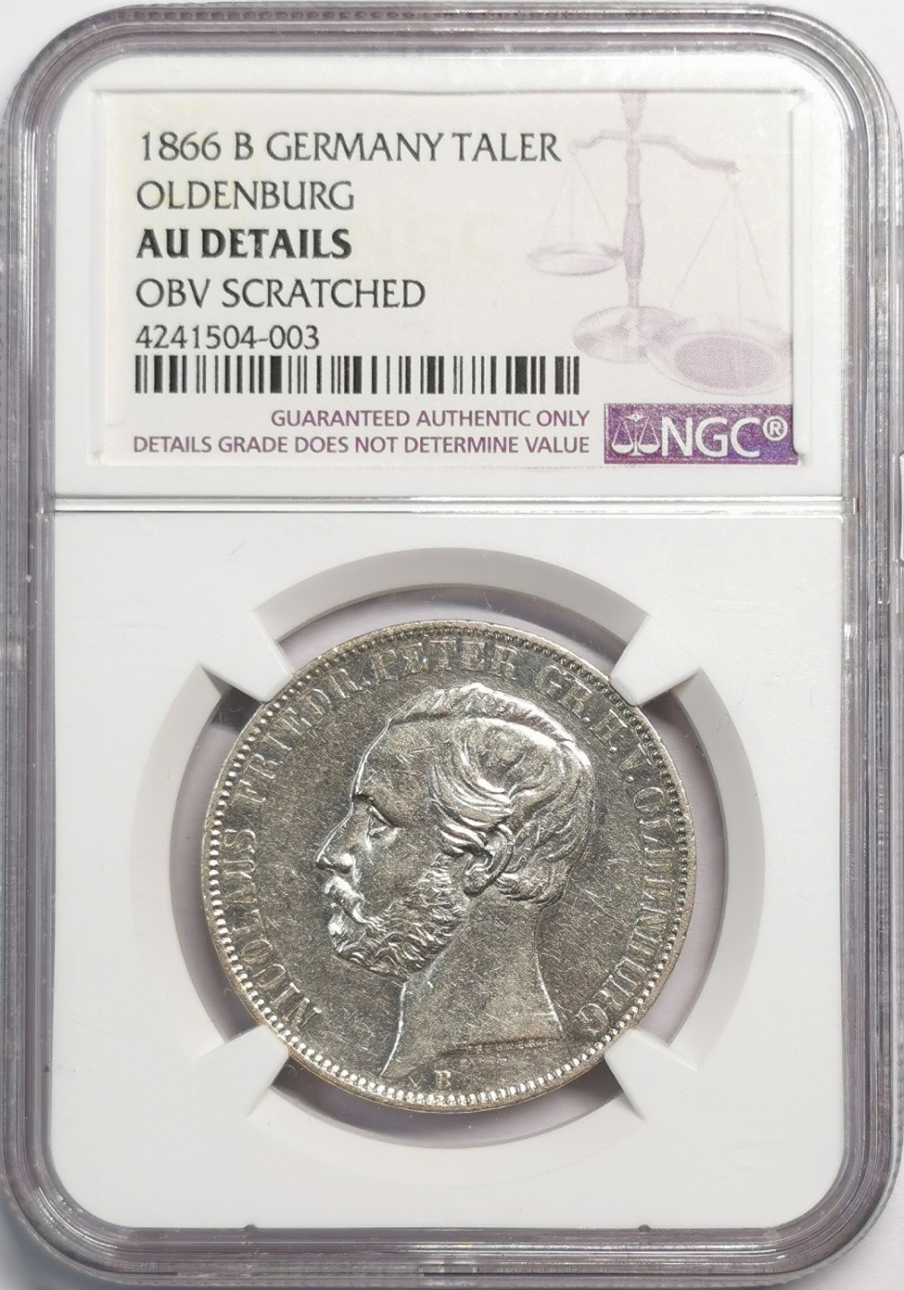 凡希社世界钱币微拍第二百零四期 1866奥尔登堡泰勒NGC-AUD