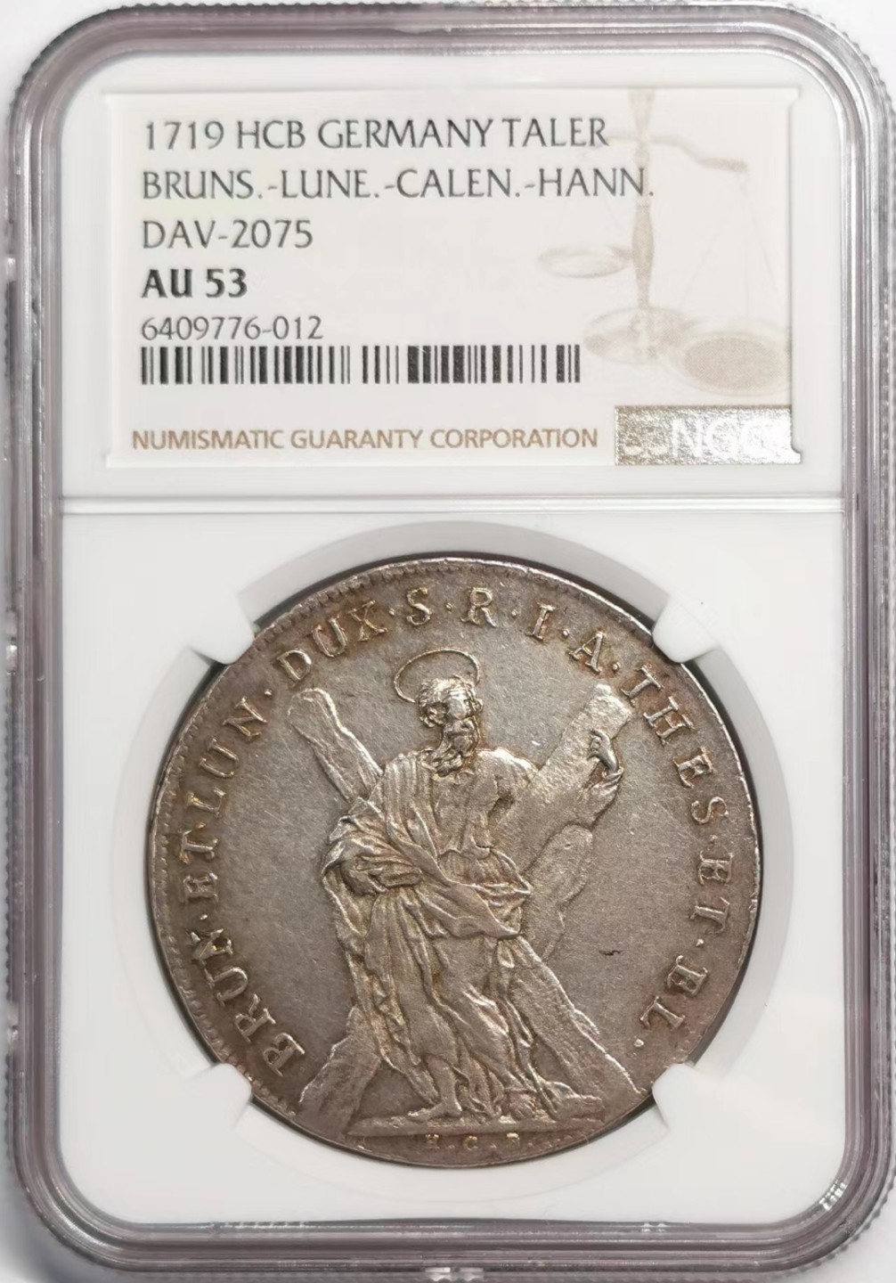 凡希社世界钱币微拍第二百零四期 1719布伦瑞克吕内堡泰勒大银NGC-AU53
