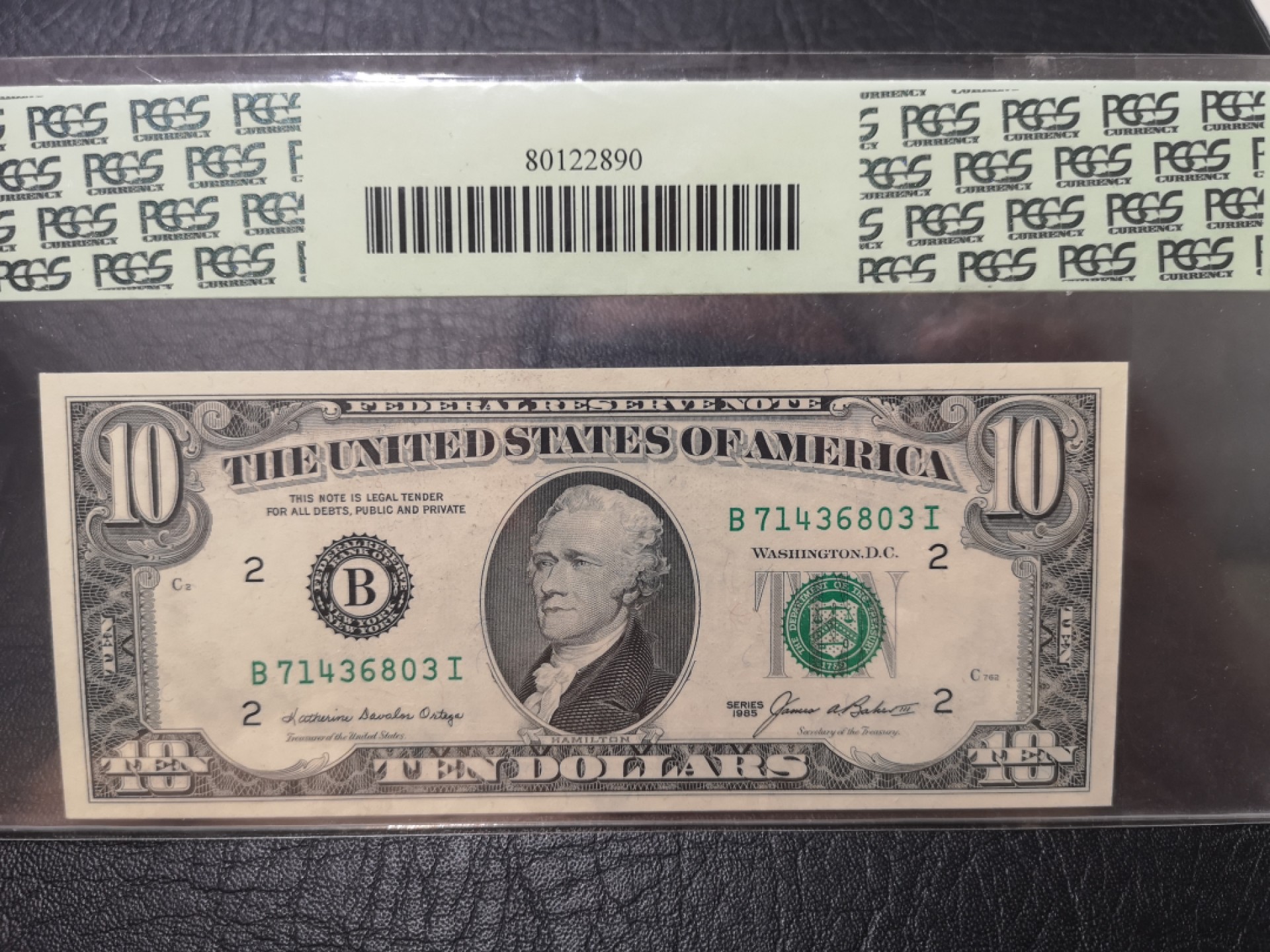 《外钞收藏家》第一百九十四期 1985年小头10美元 绿标64分 标注error