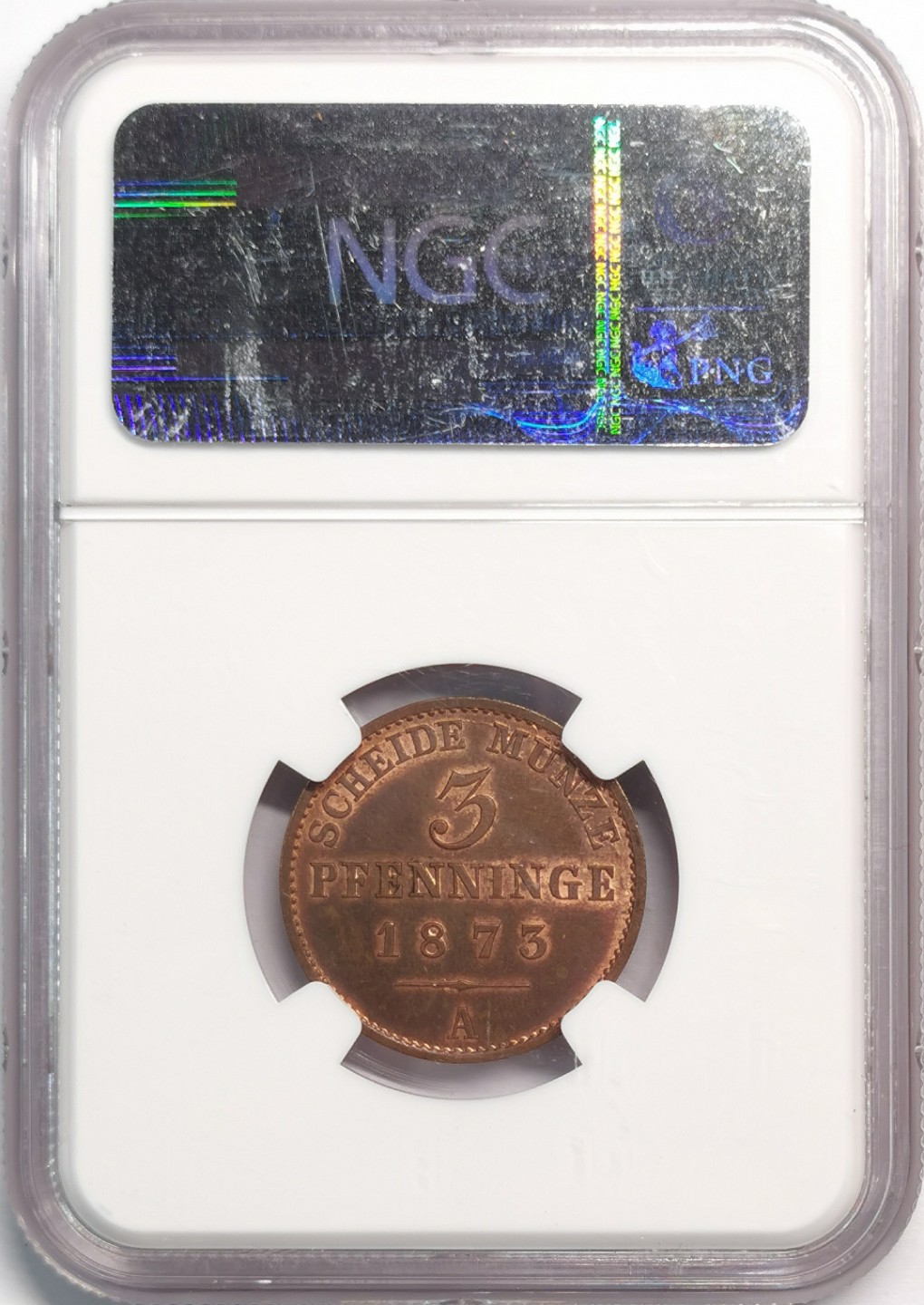 凡希社世界钱币微拍第二百零四期 1873普鲁士3芬尼铜币NGC-MS65