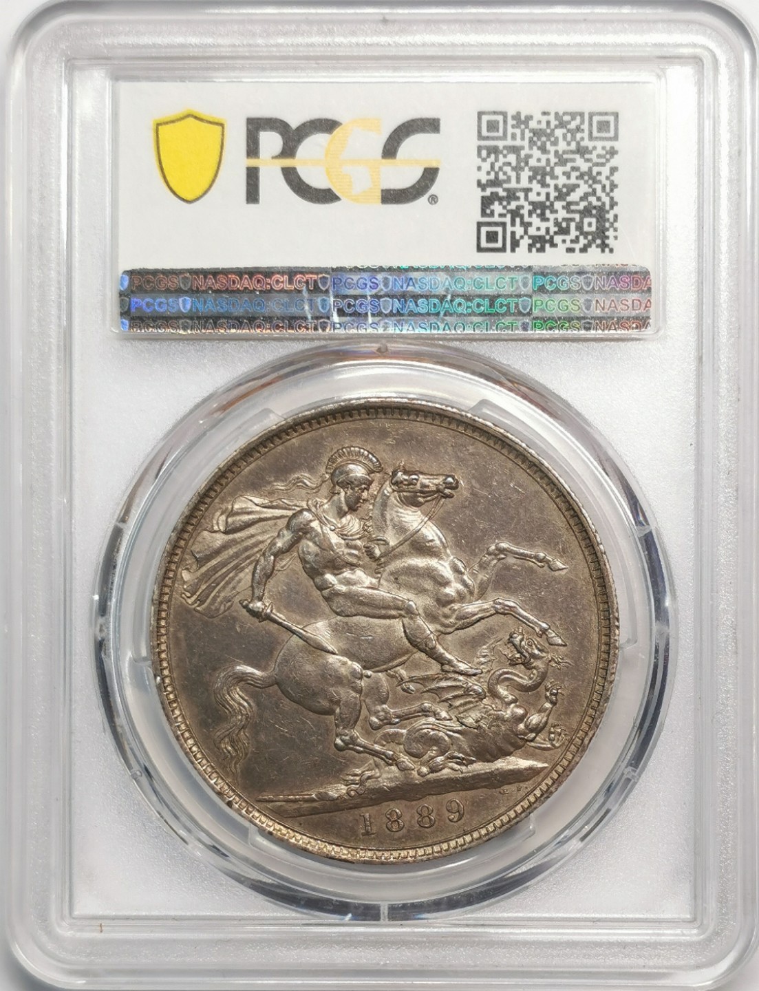 凡希社世界钱币微拍第二百零四期 1889英国老维批纱马剑PCGS-AU55黑彩！