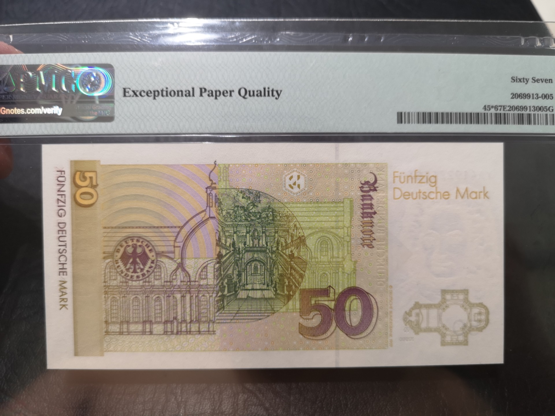 《外钞收藏家》第一百八十七期（本期71件） 1996年德国50马克 PMG67 补号