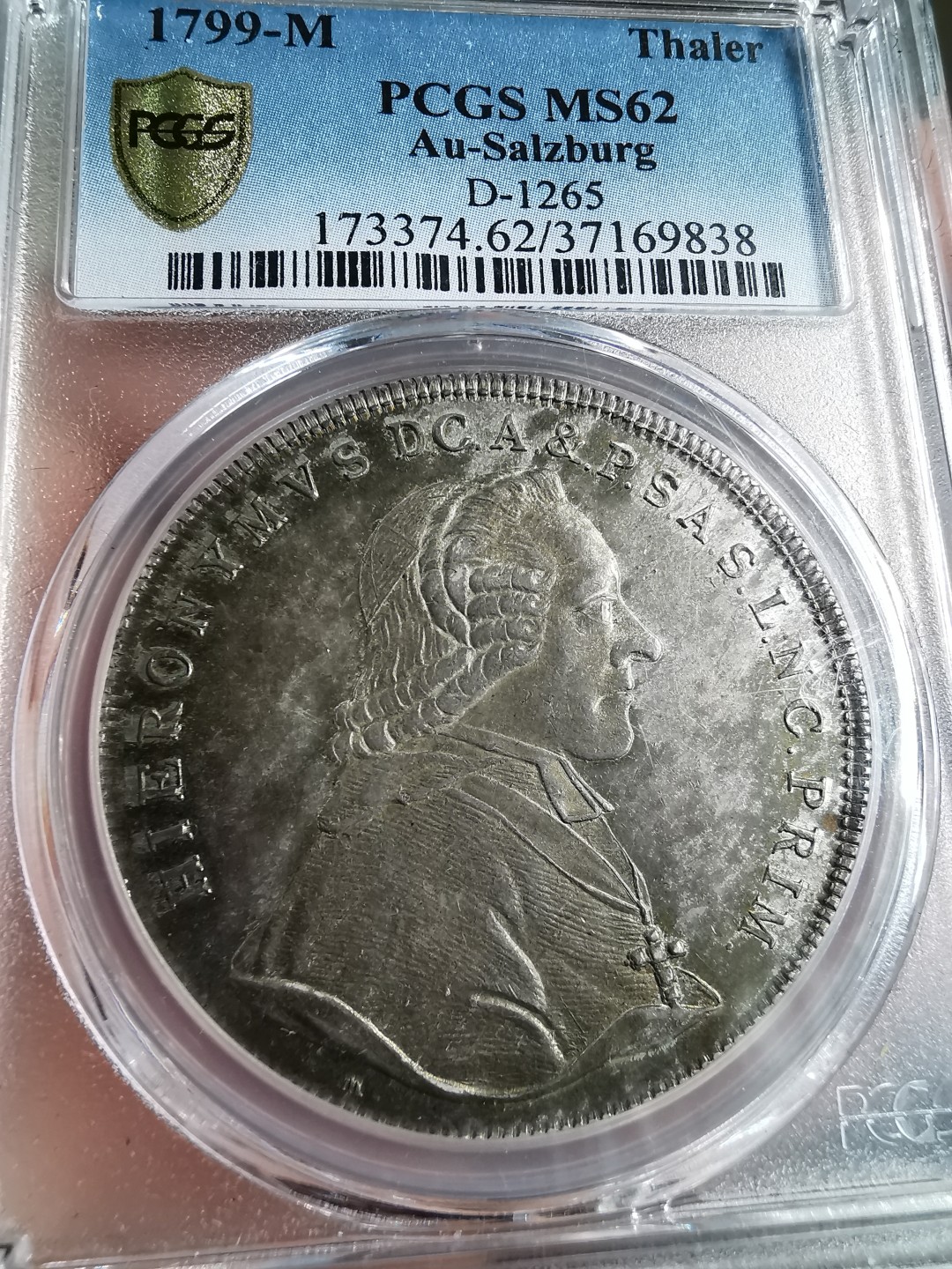 凡希社世界钱币微拍第二百零四期 荐！1799萨尔茨堡亲王大主教希罗尼穆斯泰勒PCGS-MS62莫扎特恩主