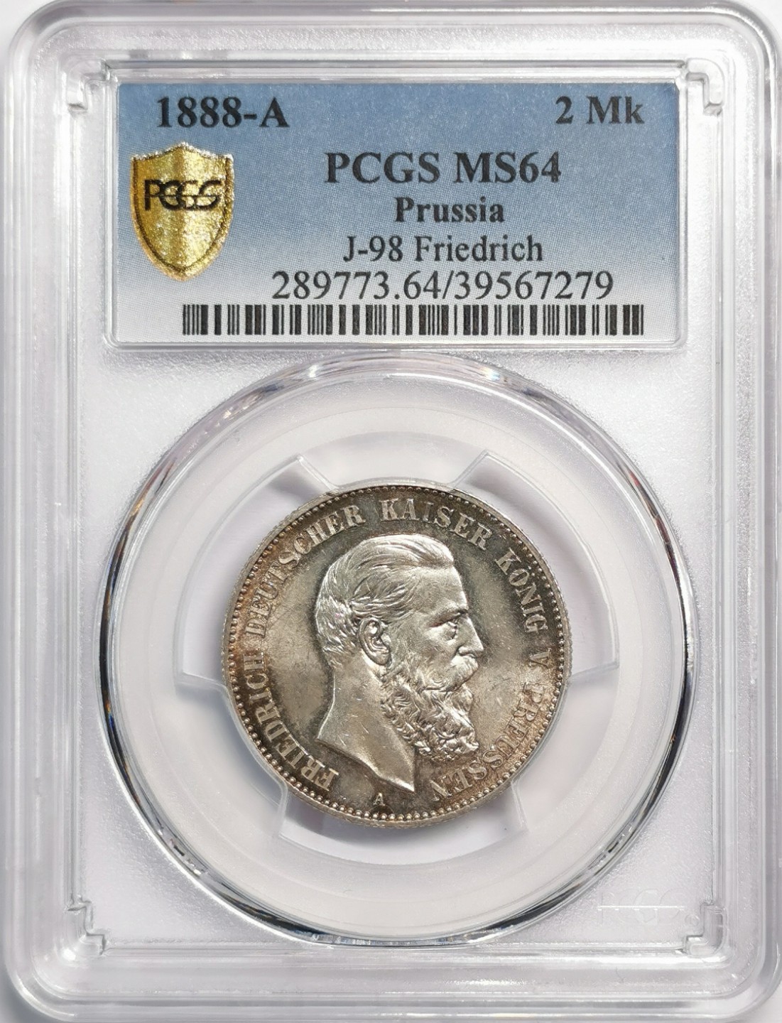 凡希社世界钱币微拍第二百零四期 1888A普鲁士短翅2马克PCGS-MS64
