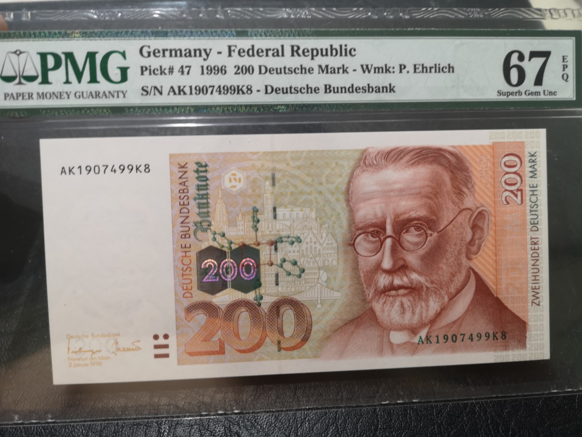 《外钞收藏家》第一百八十七期（本期71件） 1996年德国200马克 PMG67