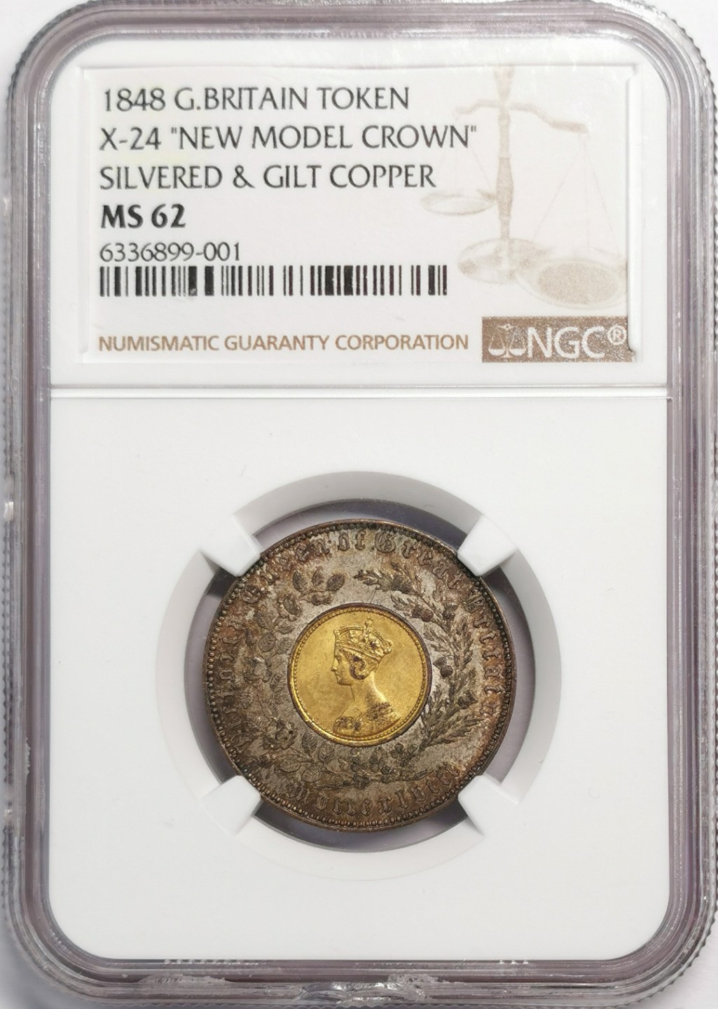 凡希社世界钱币微拍第二百零四期 1848英国小维双金属新样克朗NGC-MS62