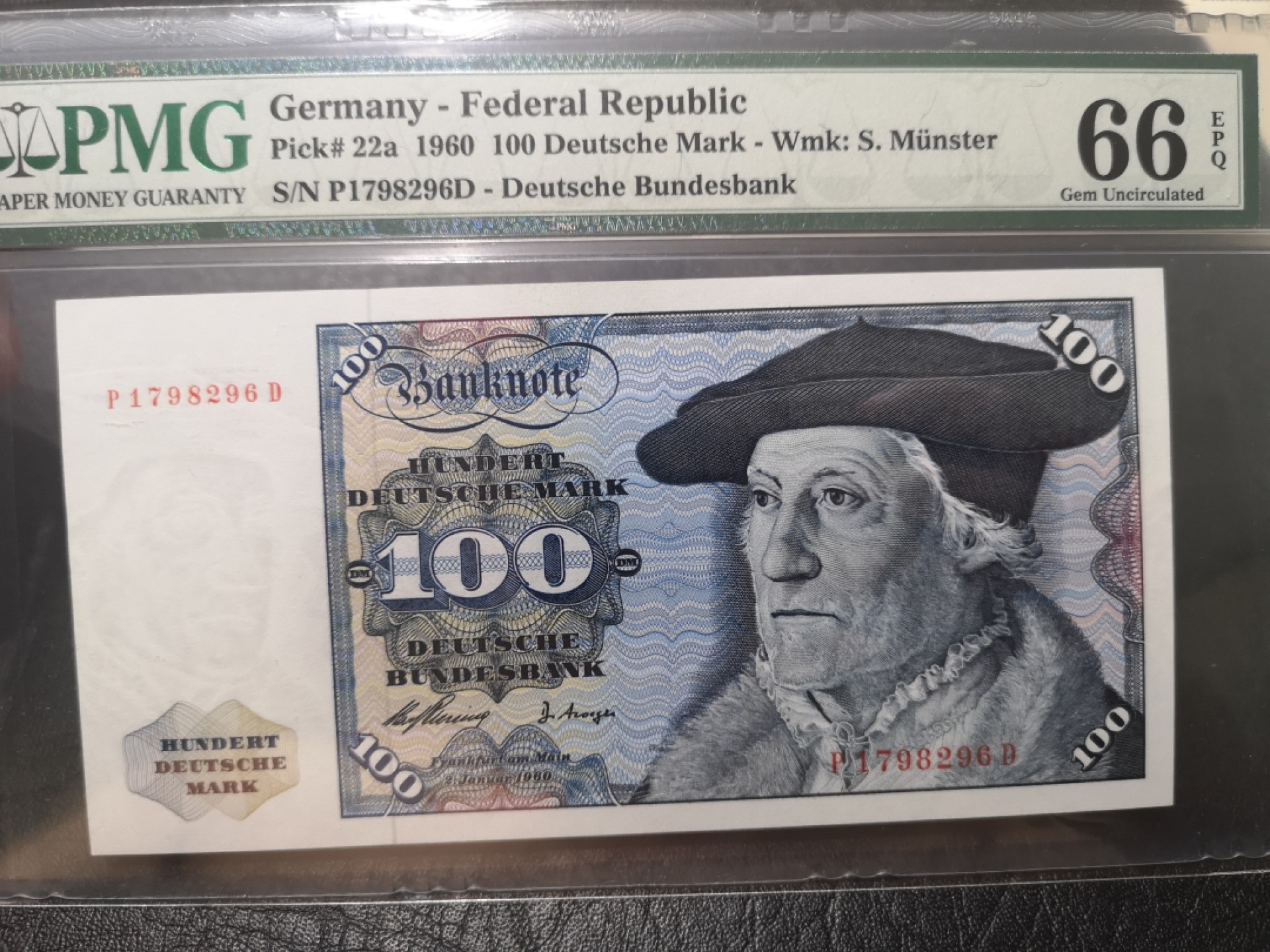 《外钞收藏家》第一百八十七期（本期71件） 1960年德国100马克 PMG66 初版稀少