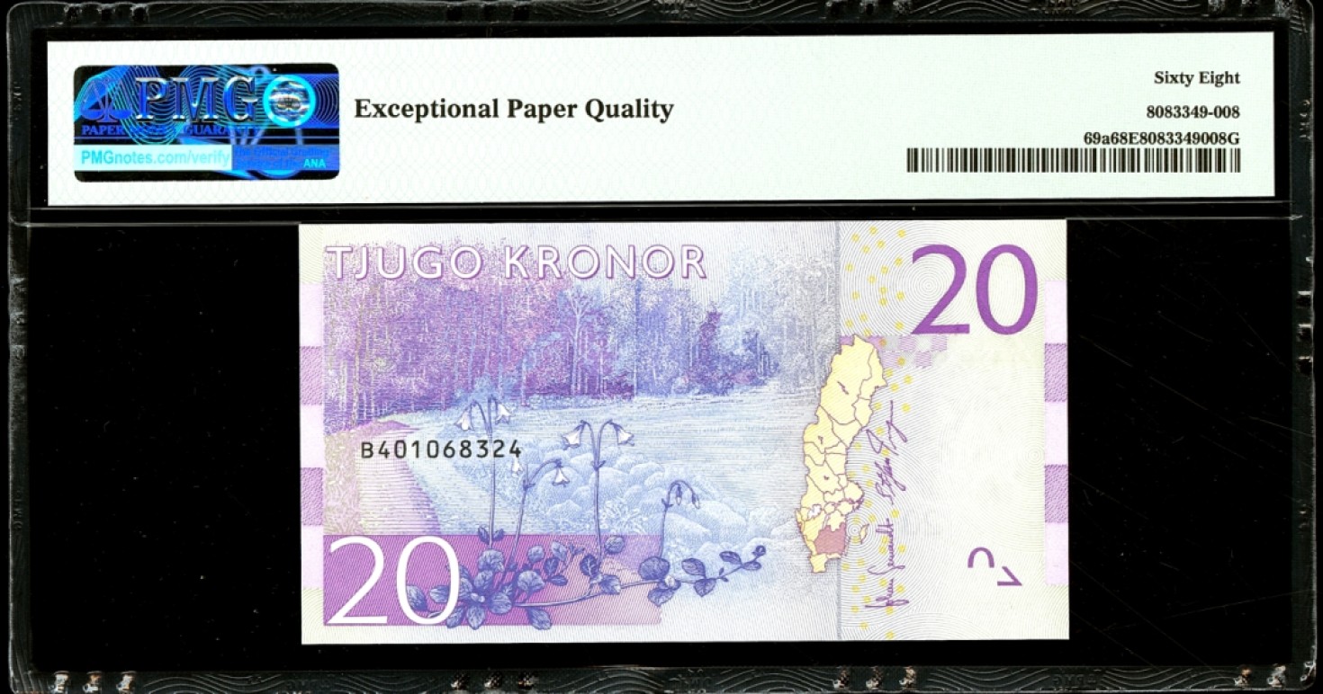 新纪元！【Blue Auction】✨世界纸币精拍第201期【精】   瑞典 2015年20克朗 PMG68EPQ 超高分