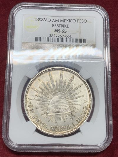 《竞宝斋》第73场-本周日，周一2场连拍（全场不限金额包邮） - NGC-MS65 墨西哥 1898年 直边鹰洋 后铸版