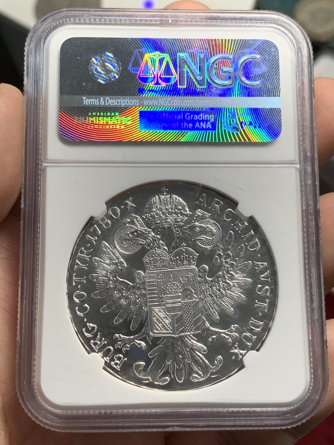 《竞宝斋》第73场-本周日，周一2场连拍（全场不限金额包邮） NGC-PF69CAM 奥匈帝国 1780后铸大奶妈 银币 冠军分