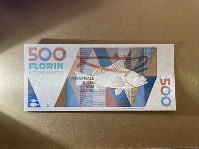 新纪元！【Blue Auction】✨世界纸币精拍第201期【精】   -  【初版】阿鲁巴 1993年500弗罗林 大鱼 全新UNC