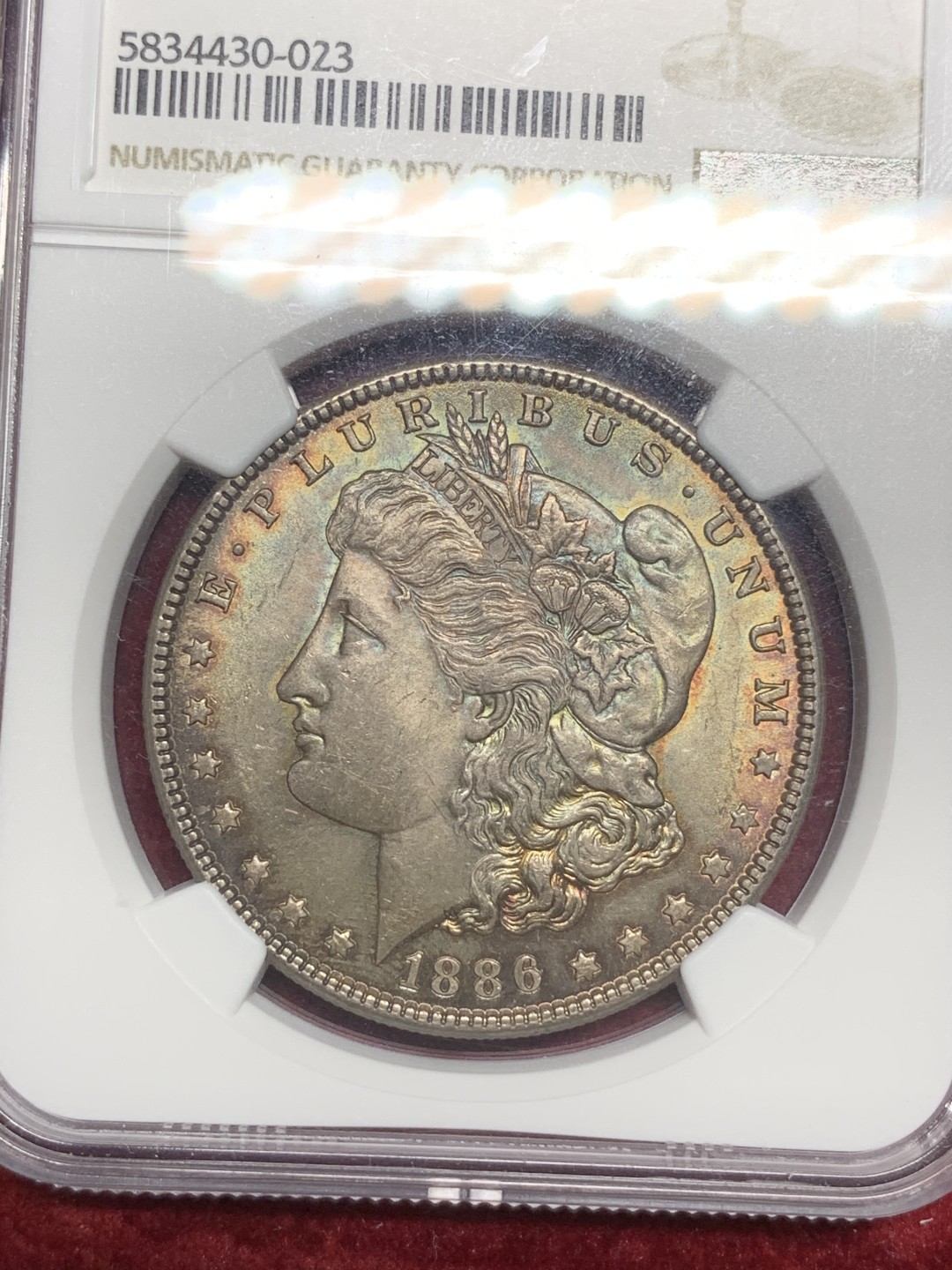 《竞宝斋》第73场-本周日，周一2场连拍（全场不限金额包邮） NGC-MS63 美国 1886年 摩根 银币 黑包浆