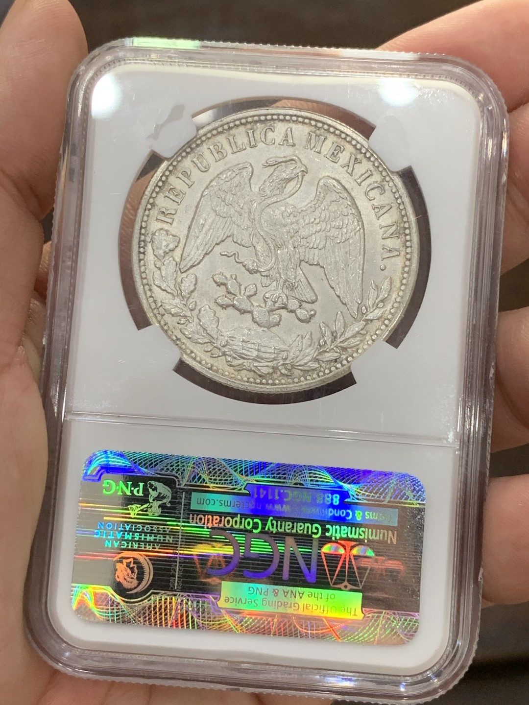 《竞宝斋》第73场-本周日，周一2场连拍（全场不限金额包邮） NGC-MS65 墨西哥 1898年 直边鹰洋 后铸版