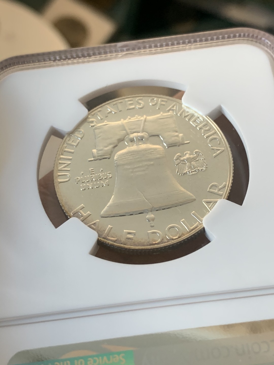 《竞宝斋》第73场-本周日，周一2场连拍（全场不限金额包邮） NGC-PF64 美国 1962年 富兰克林精制半美元 银币 50分 精制比普版少见