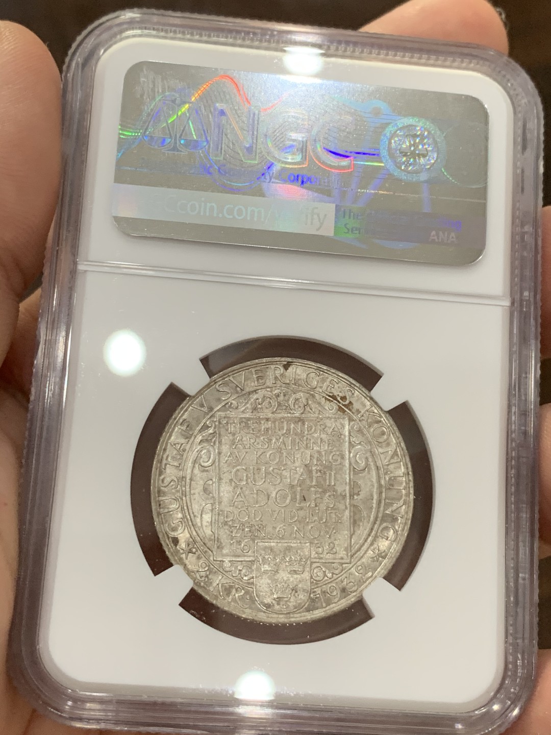 《竞宝斋》第73场-本周日，周一2场连拍（全场不限金额包邮） NGC MS66 1932年瑞典国王古斯塔夫五世300周年纪念2克朗银币