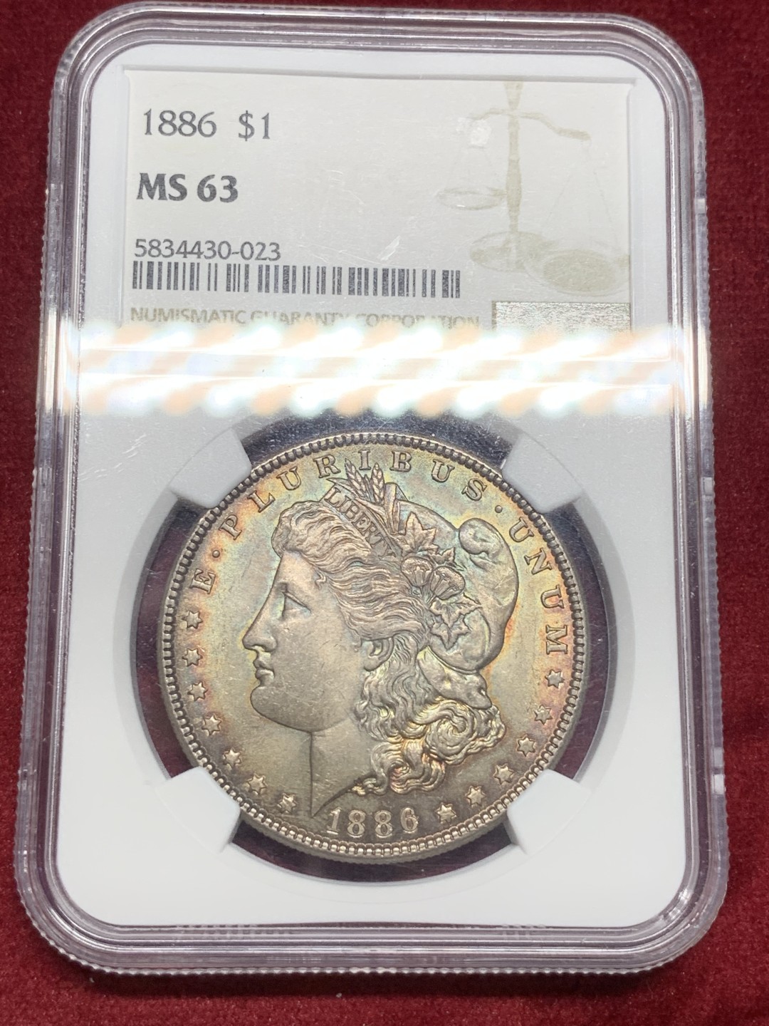 《竞宝斋》第73场-本周日，周一2场连拍（全场不限金额包邮） NGC-MS63 美国 1886年 摩根 银币 黑包浆