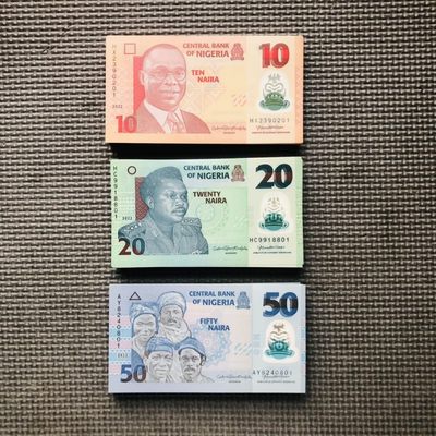 28TH￥￥尼日利亚2022年10-20-50奈拉Polymer塑料钞 新年份