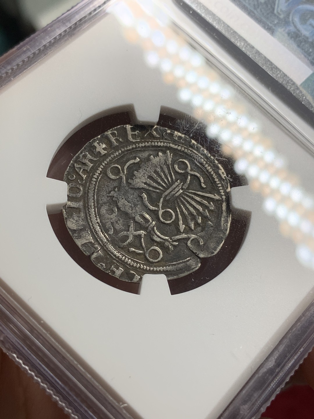 《竞宝斋》第73场-本周日，周一2场连拍（全场不限金额包邮） NGC-VFD西班牙（1474-1504年）费迪兰V和伊莎贝拉 1里尔银币