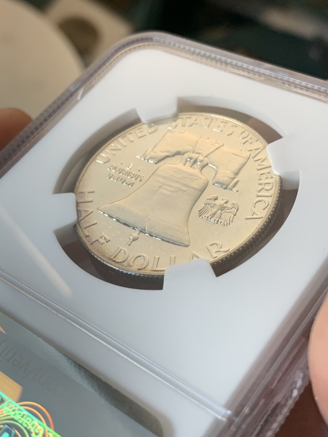 《竞宝斋》第73场-本周日，周一2场连拍（全场不限金额包邮） NGC-PF64 美国 1962年 富兰克林精制半美元 银币 50分 精制比普版少见