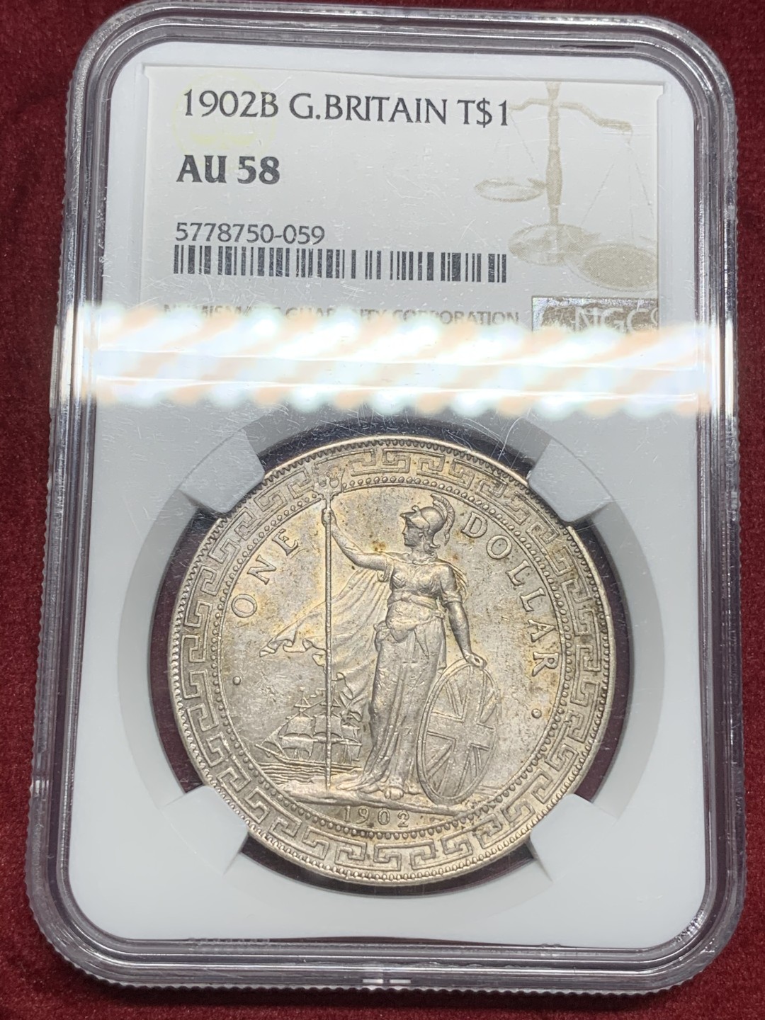 《竞宝斋》第73场-本周日，周一2场连拍（全场不限金额包邮） NGC AU58站洋 1902年黄油光，高点具在，背面广度极佳，状态好