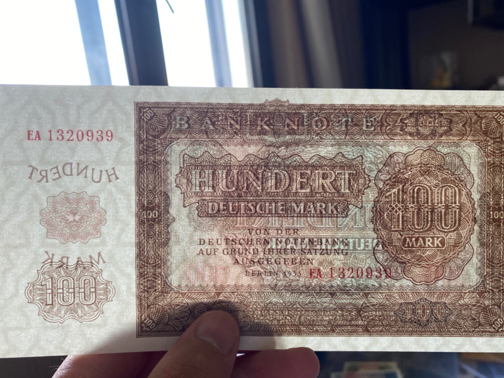 收藏联盟Quantum Auction 第174期拍卖 1955年东德100马克 全新unc 满版水印