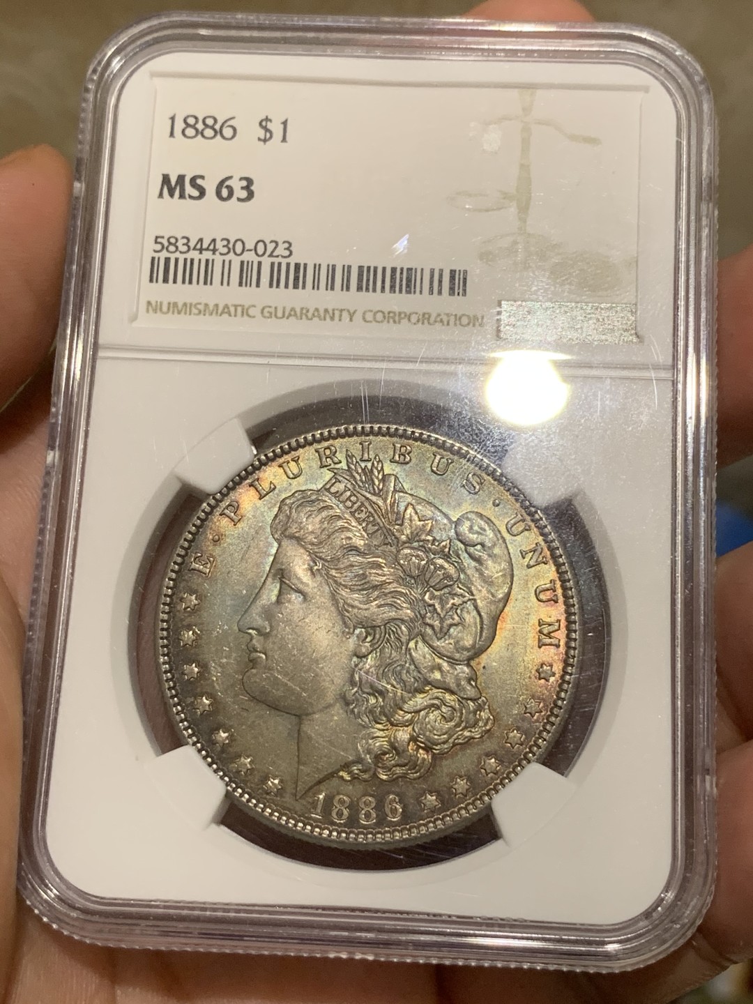 《竞宝斋》第73场-本周日，周一2场连拍（全场不限金额包邮） NGC-MS63 美国 1886年 摩根 银币 黑包浆