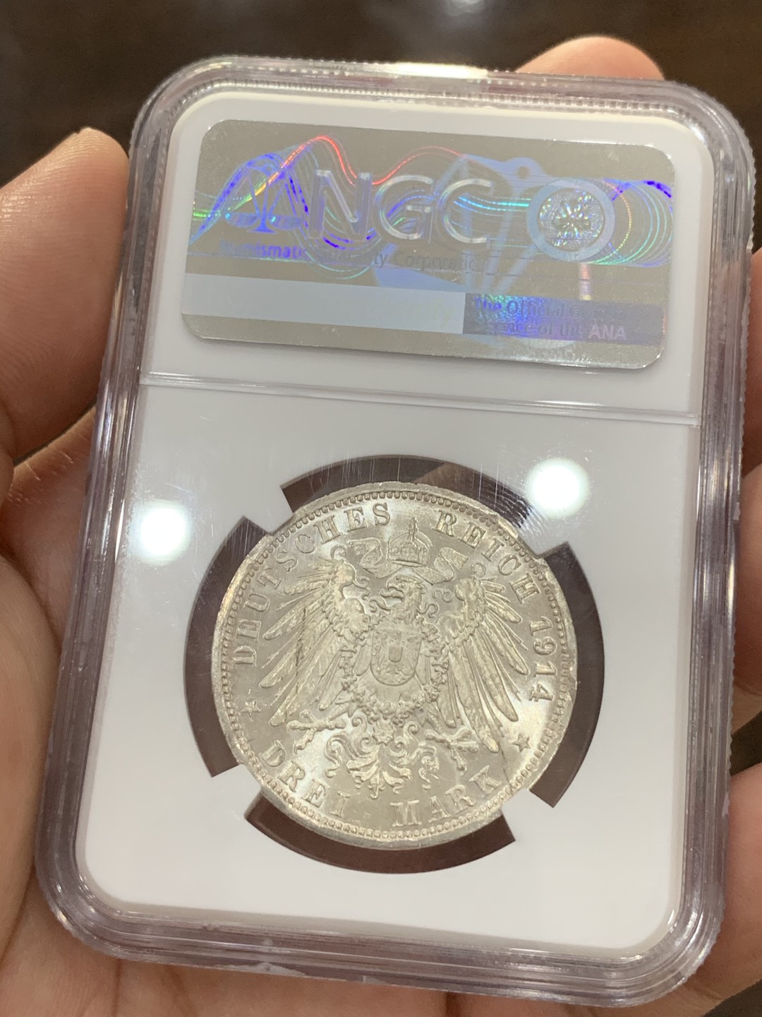 《竞宝斋》第73场-本周日，周一2场连拍（全场不限金额包邮） NGC MS63 德国1914年安哈特-德绍大公结婚3马克银币