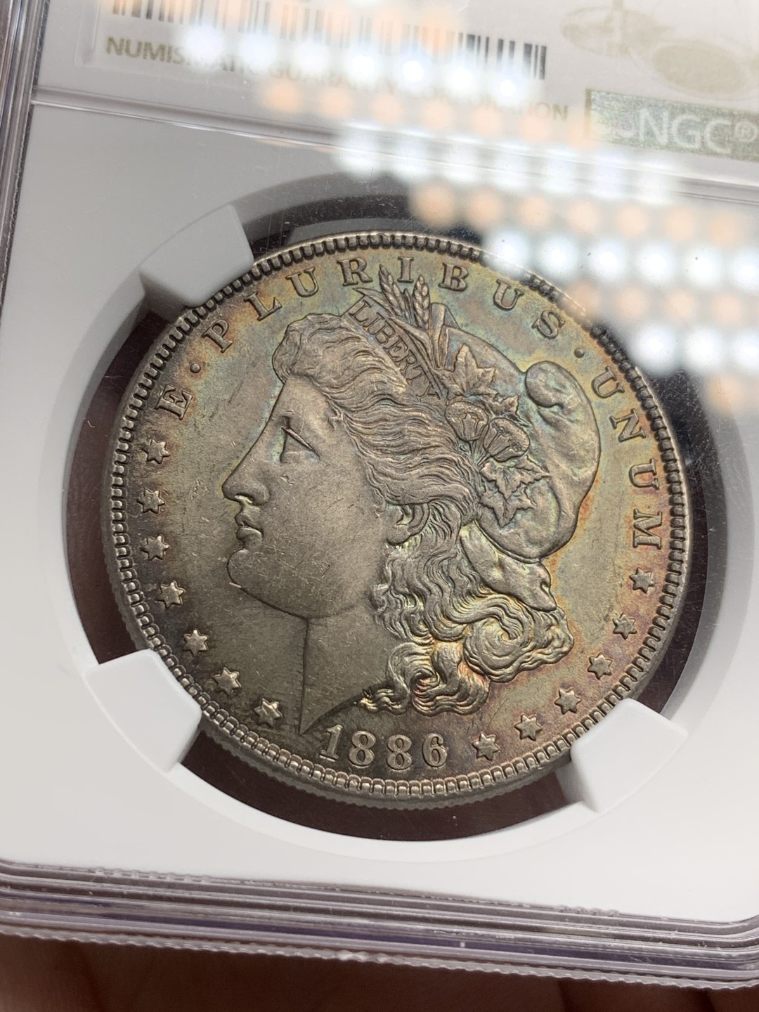 《竞宝斋》第73场-本周日，周一2场连拍（全场不限金额包邮） NGC-MS63 美国 1886年 摩根 银币 黑包浆